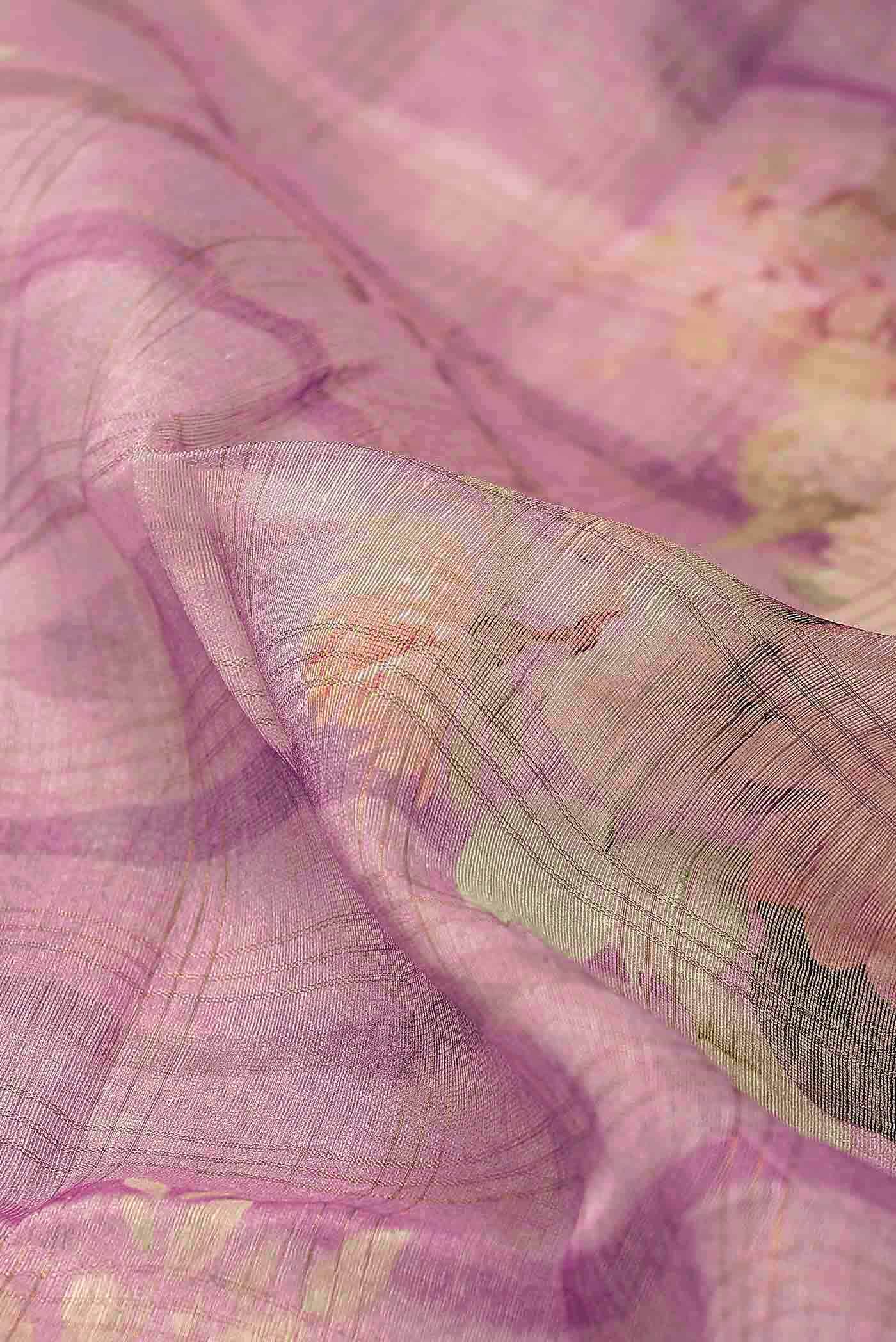 Lavender Linen Saree - Image 3