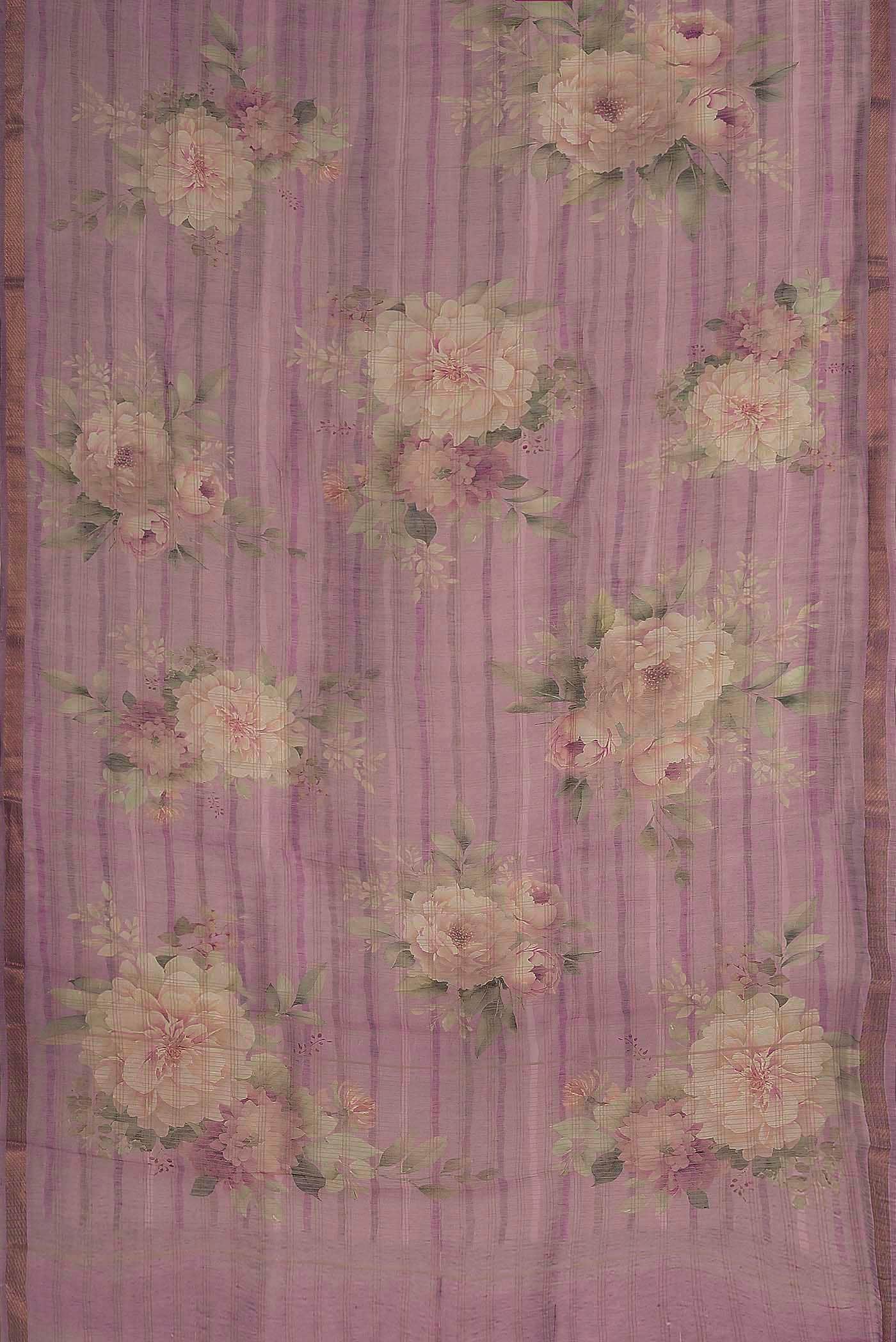 Lavender Linen Saree - Image 4