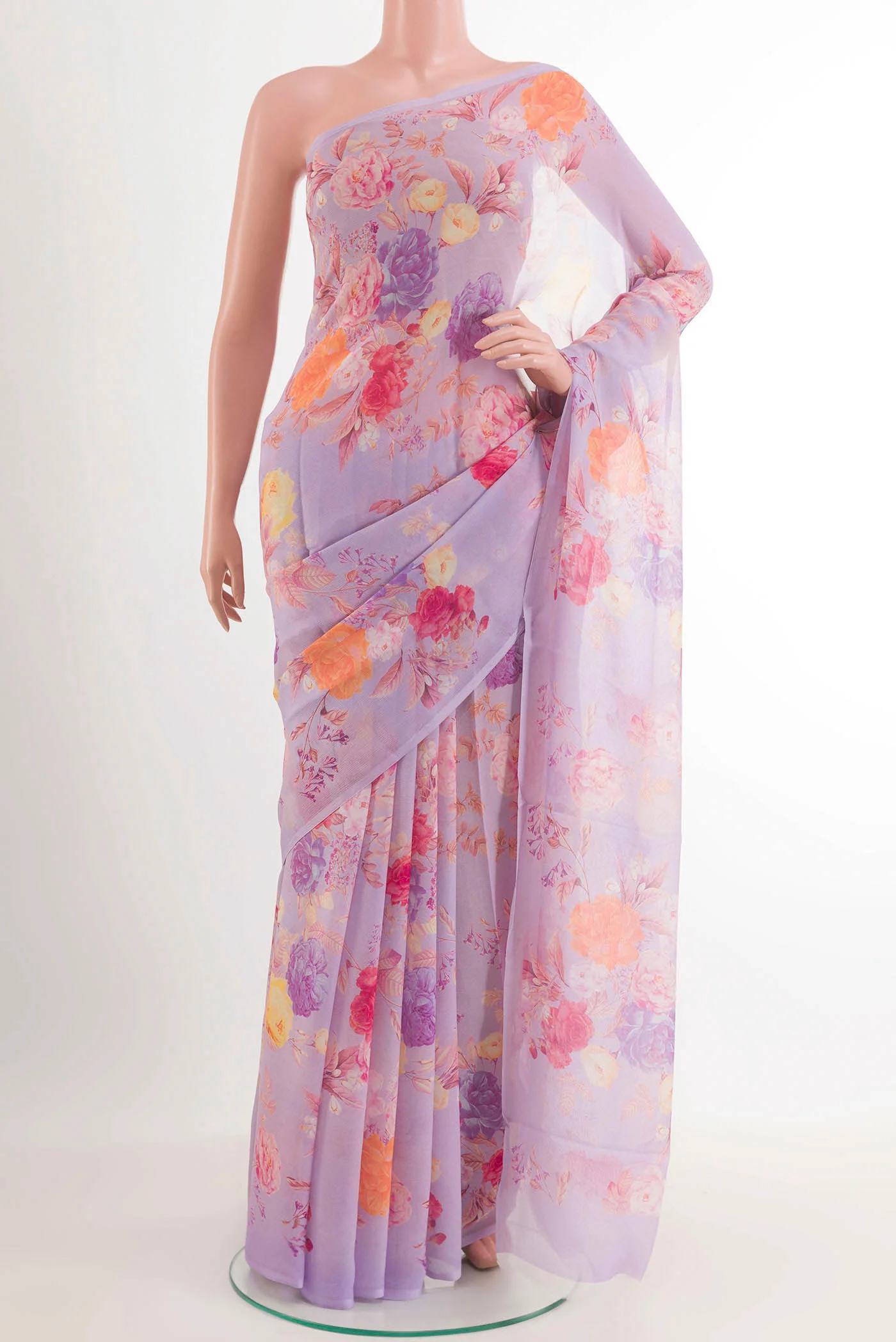 Lavender Mysore Chiffon Saree