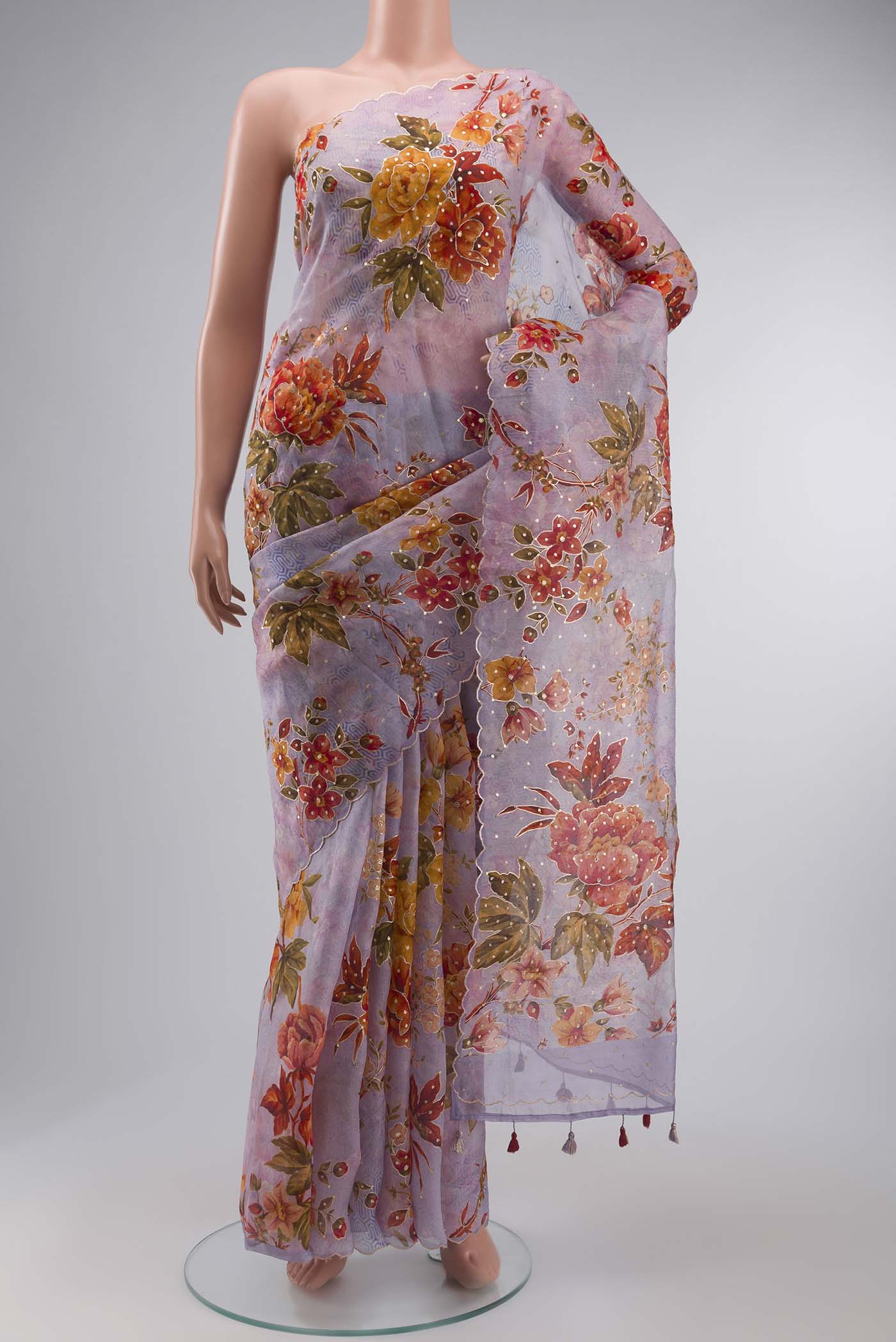 Lavender Organza Silk Saree