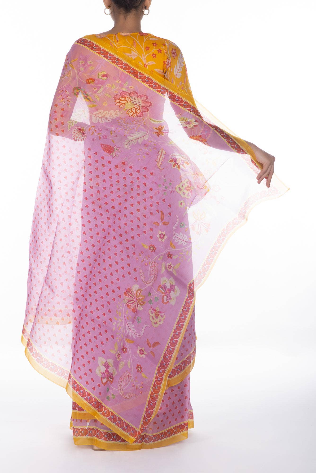 Pushpavalli lavender floral design saree from Chintz Collection, Designed by Nalli - Image 5