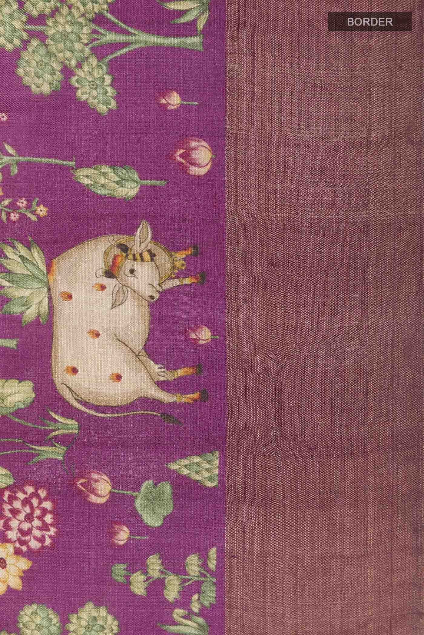 Light Magenta Bhagalpuri Tussar Silk Saree - Image 3