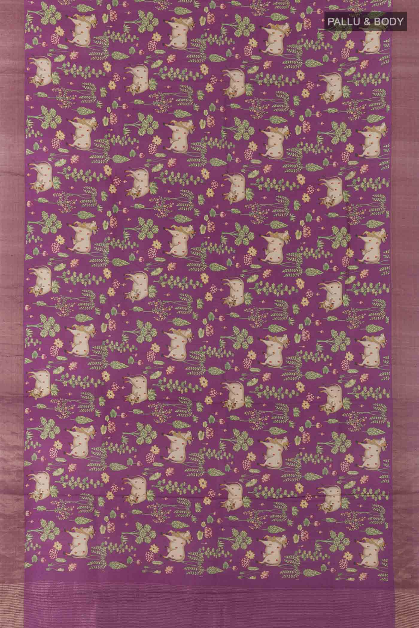 Light Magenta Bhagalpuri Tussar Silk Saree - Image 5
