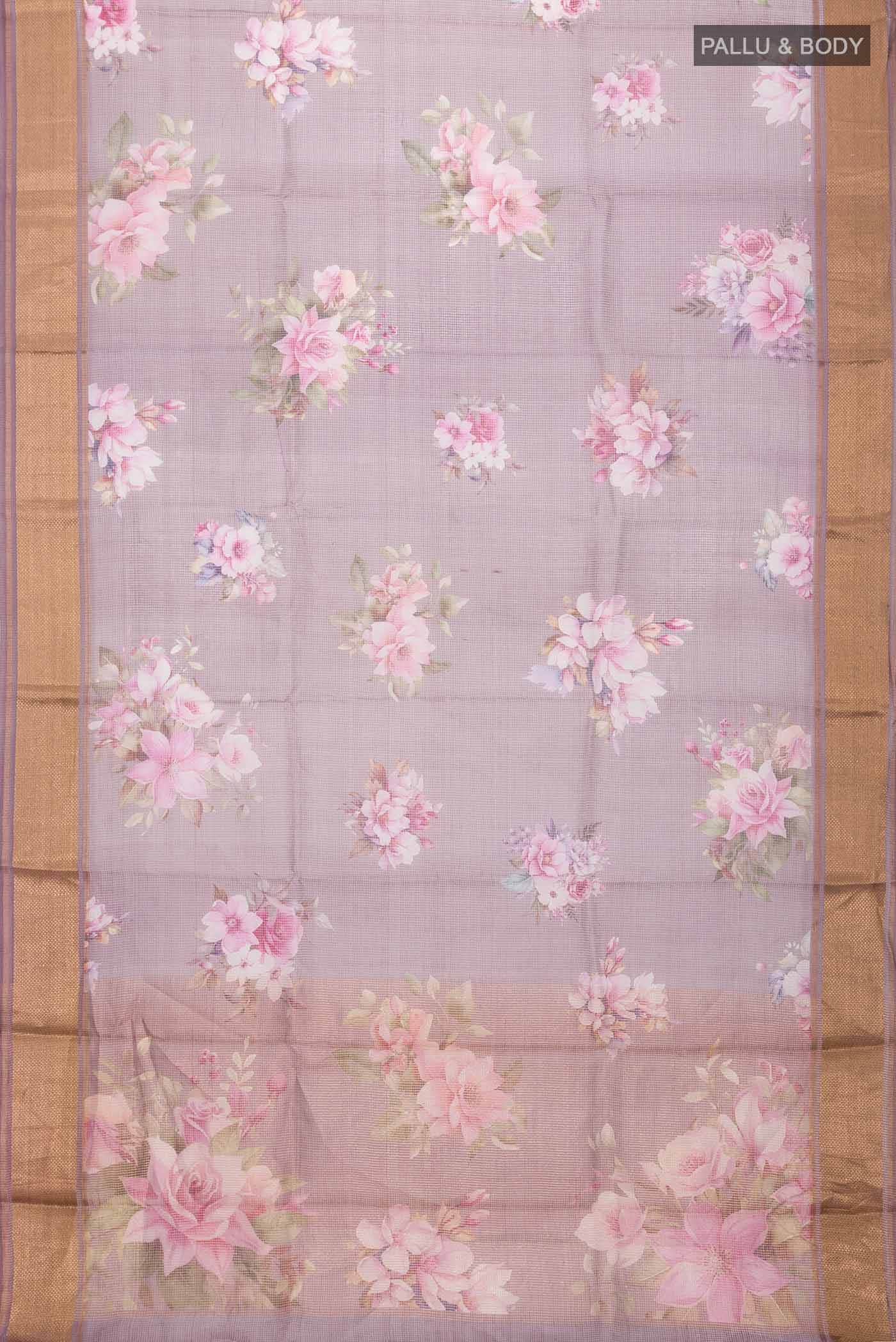 Lavender Tussar Silk Saree - Image 3