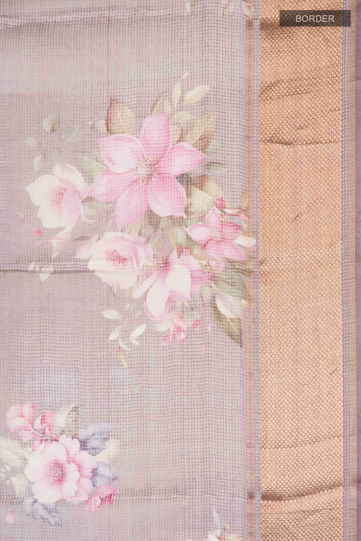 Lavender Tussar Silk Saree - Image 4