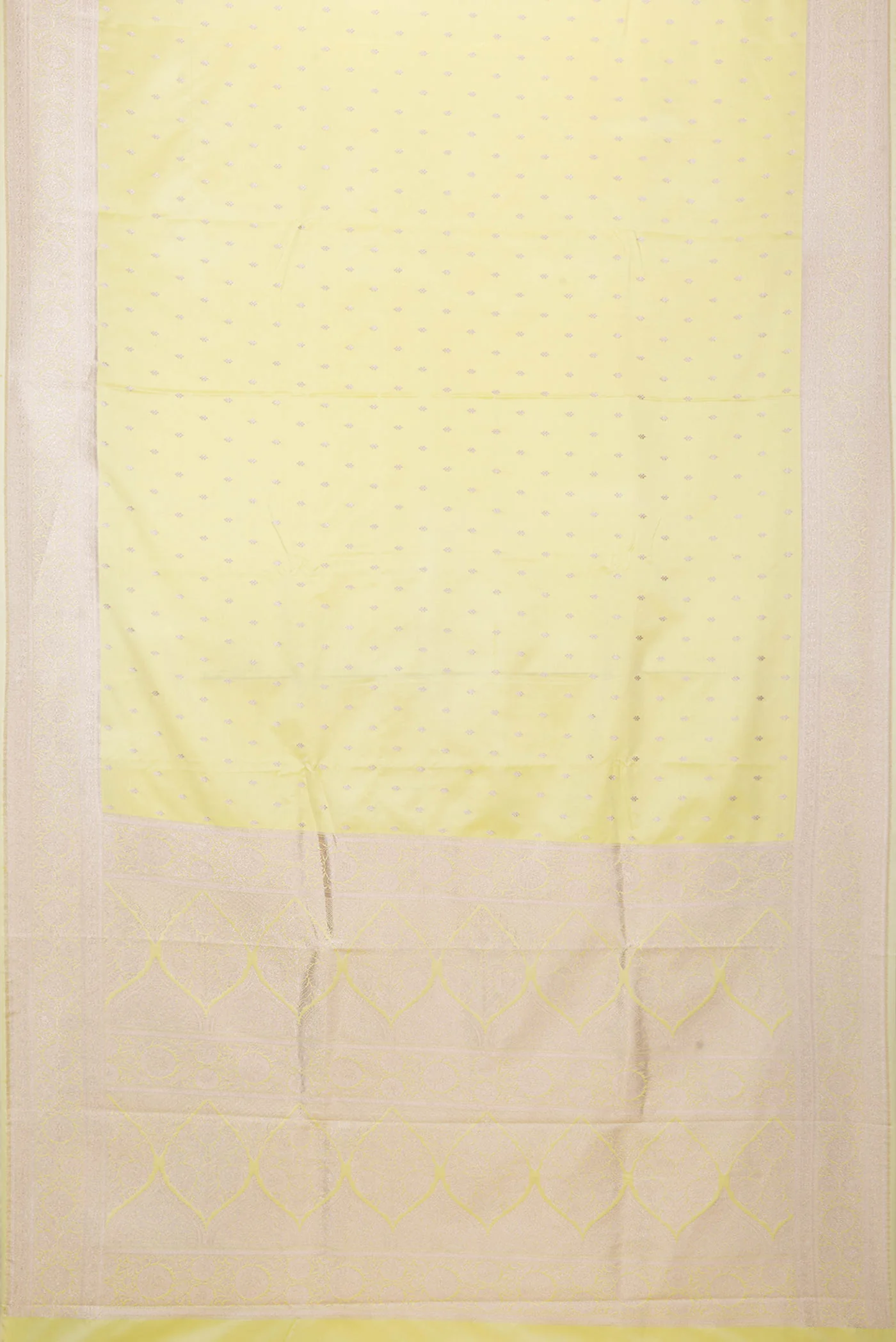 Lemon Yellow Dual Tone Blended Banarasi Silk Saree - Image 3