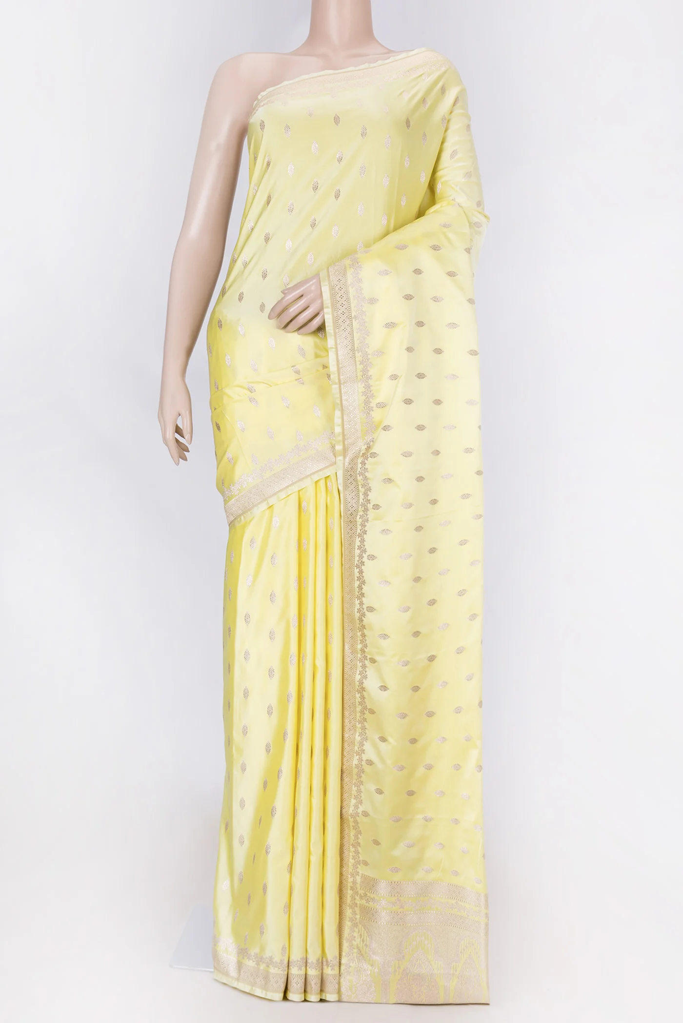 Lemon Yellow Dual Tone Blended Banarasi Silk Saree