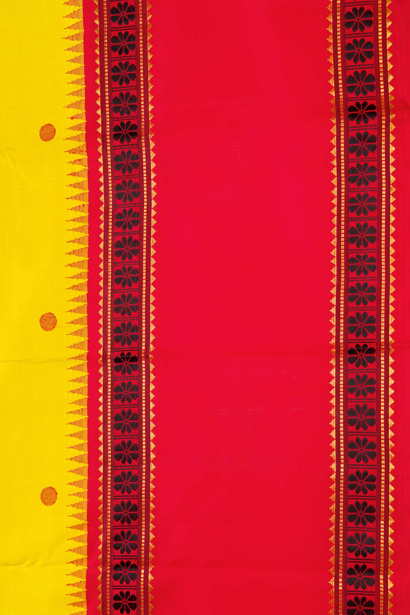 Lemon Yellow Dual Tone Kanjivaram Silk Saree - Image 3