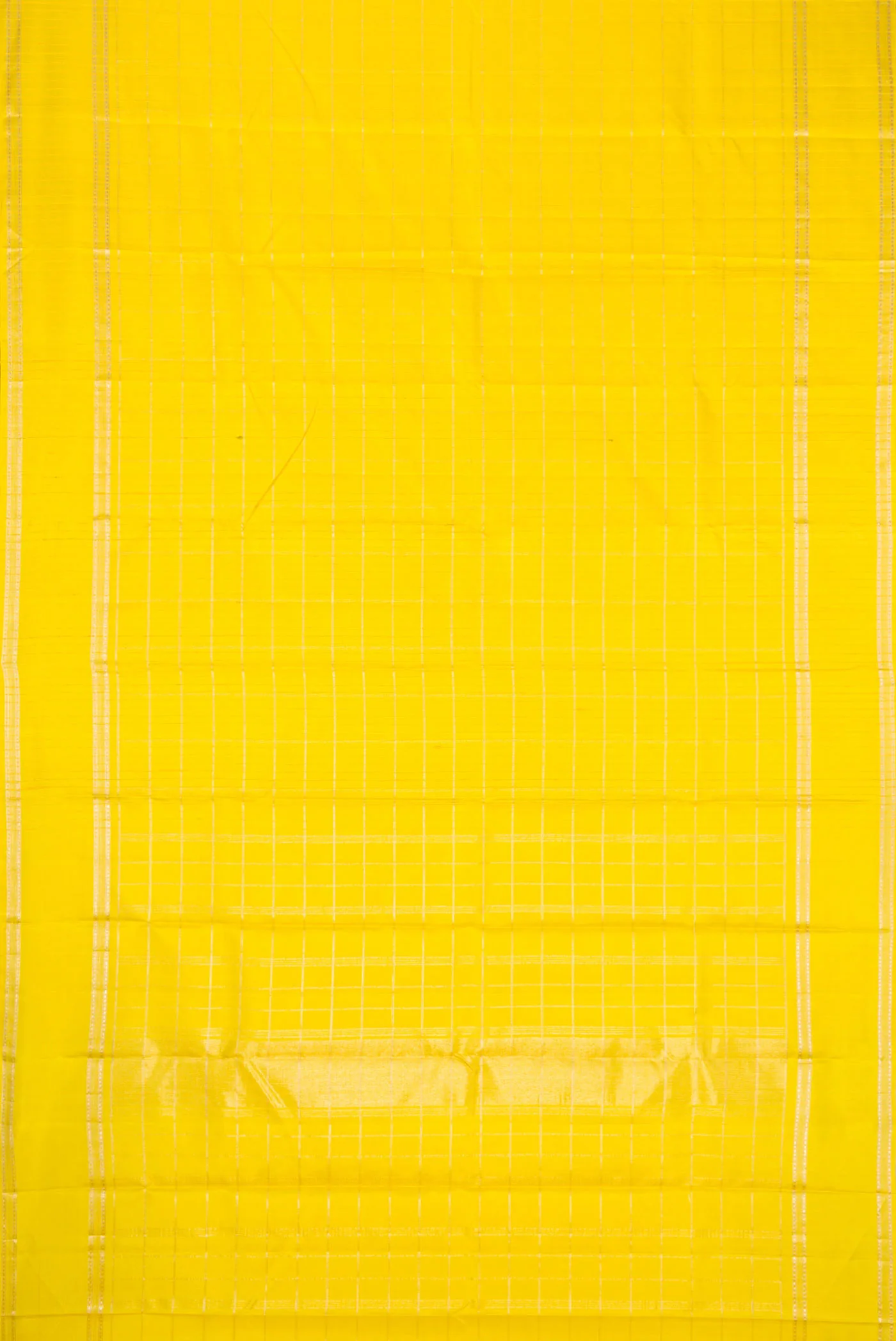 Lemon Yellow Dual Tone Kanchipuram Silk Saree - Image 6