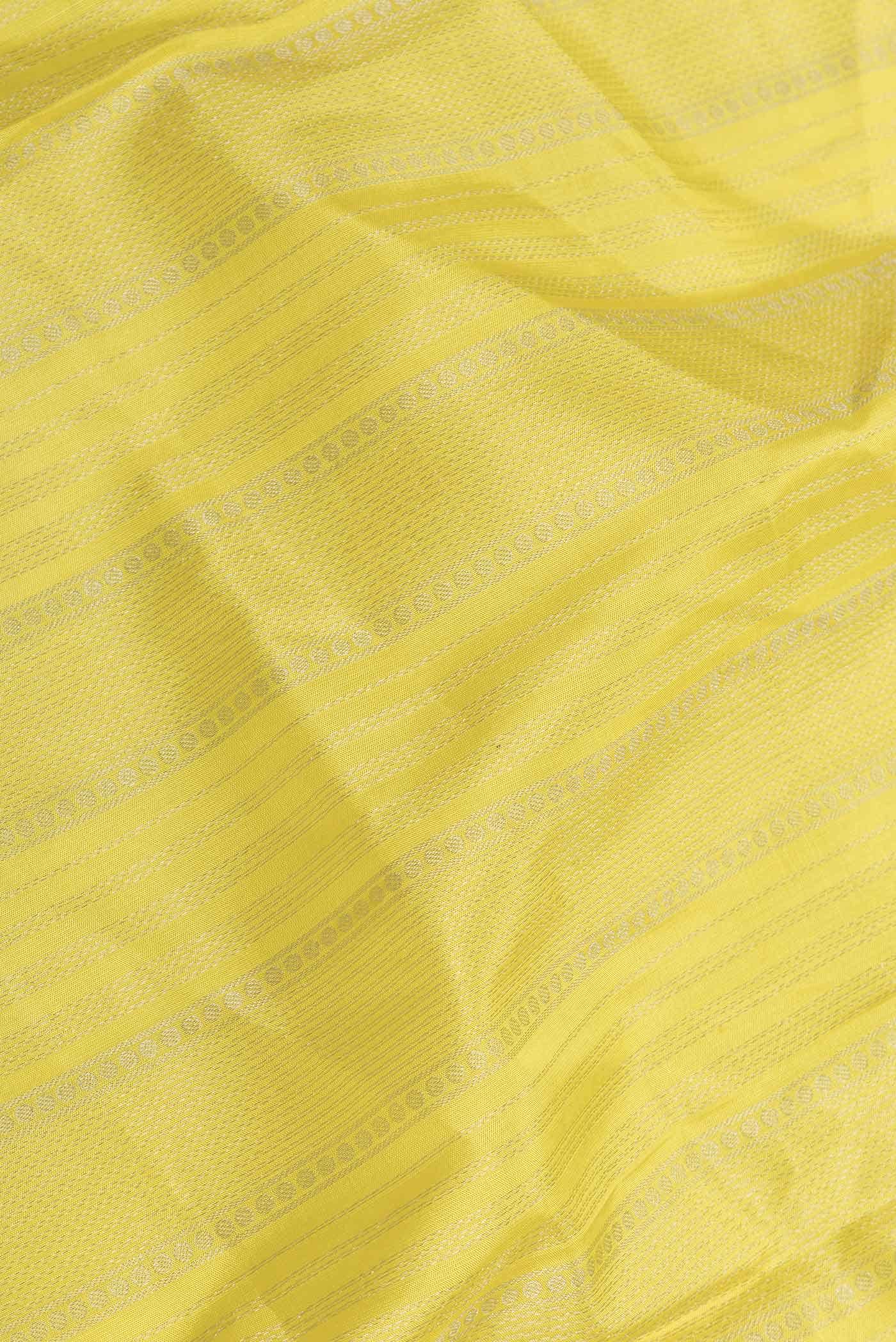 Lemon Yellow Dual Tone Soft Silk Saree - Image 3