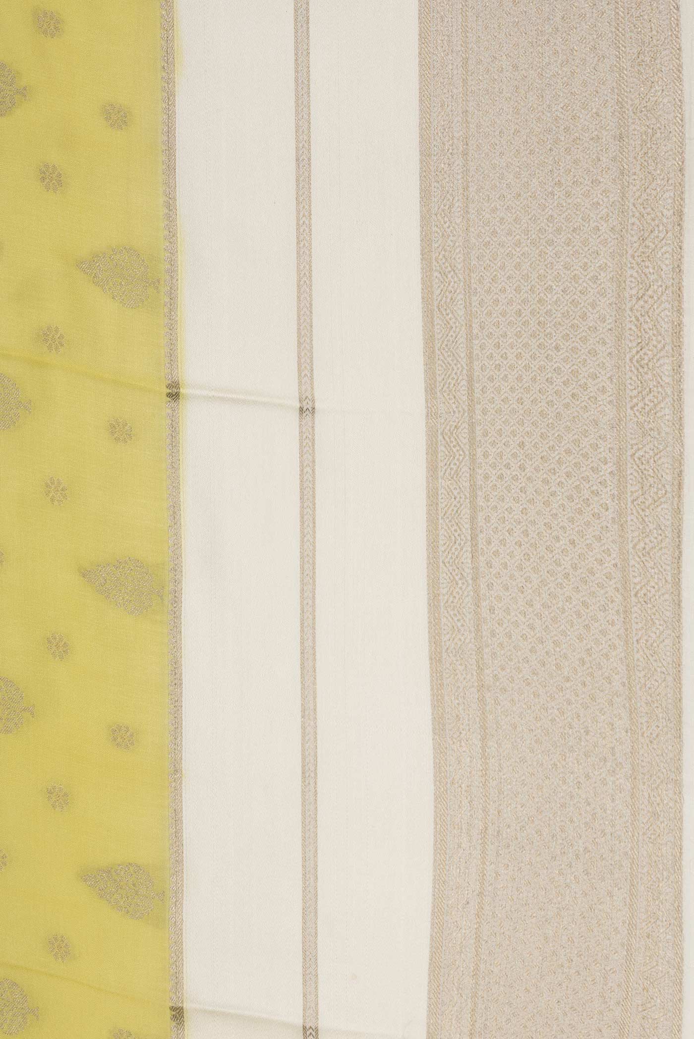 Lemon Yellow Dual Tone Tussar Silk Saree - Image 3