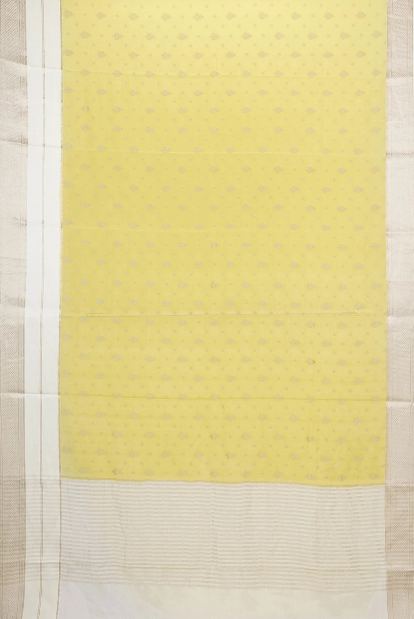Lemon Yellow Dual Tone Tussar Silk Saree - Image 6