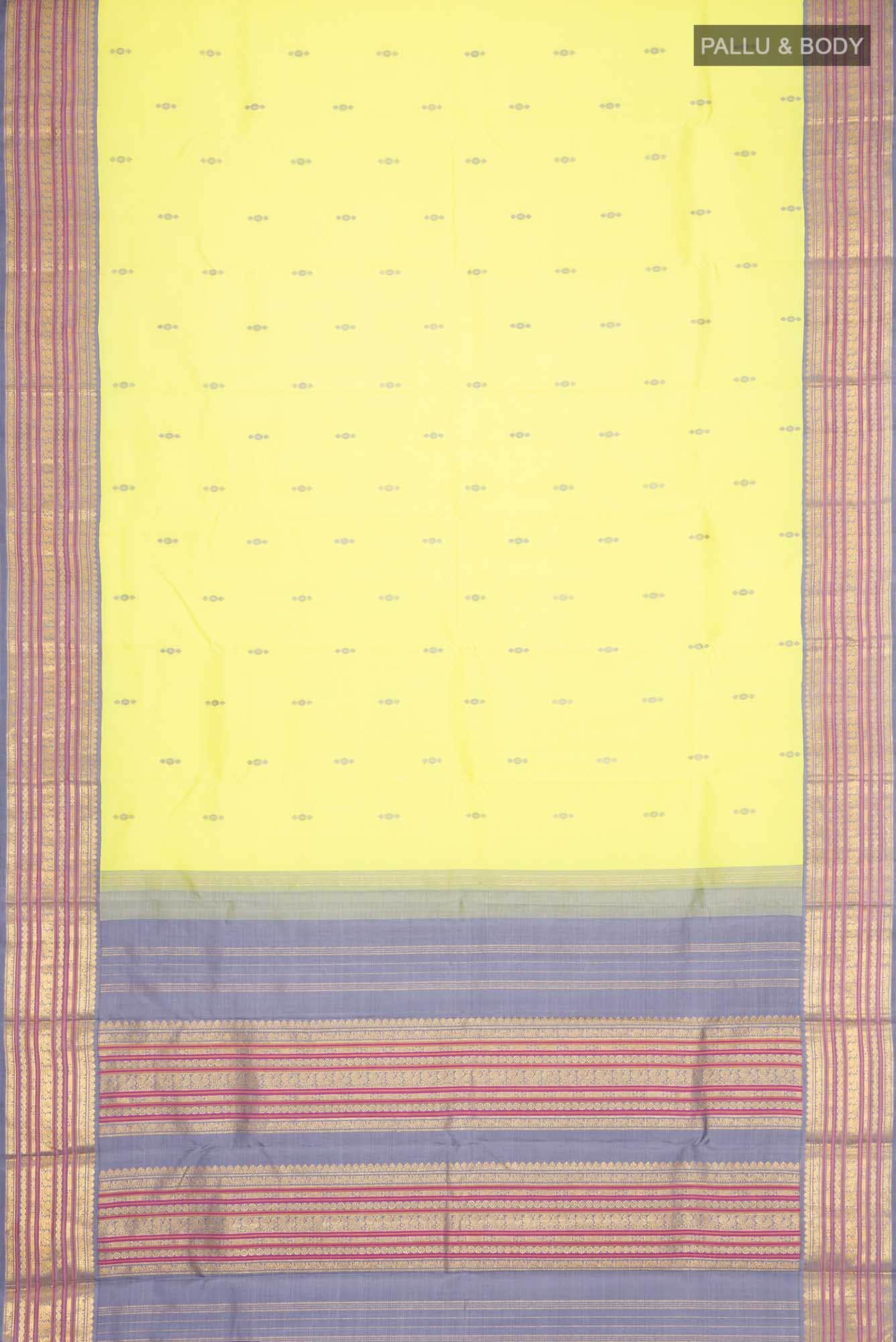 Lemon Yellow Kanjivaram Silk Saree - Image 4