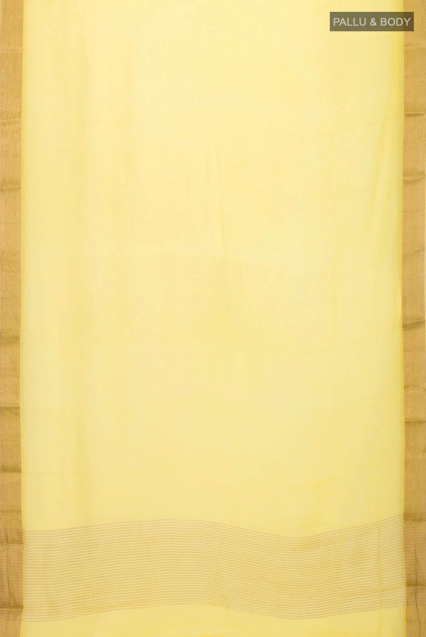 Lemon Yellow Mysore Chiffon Saree - Image 5