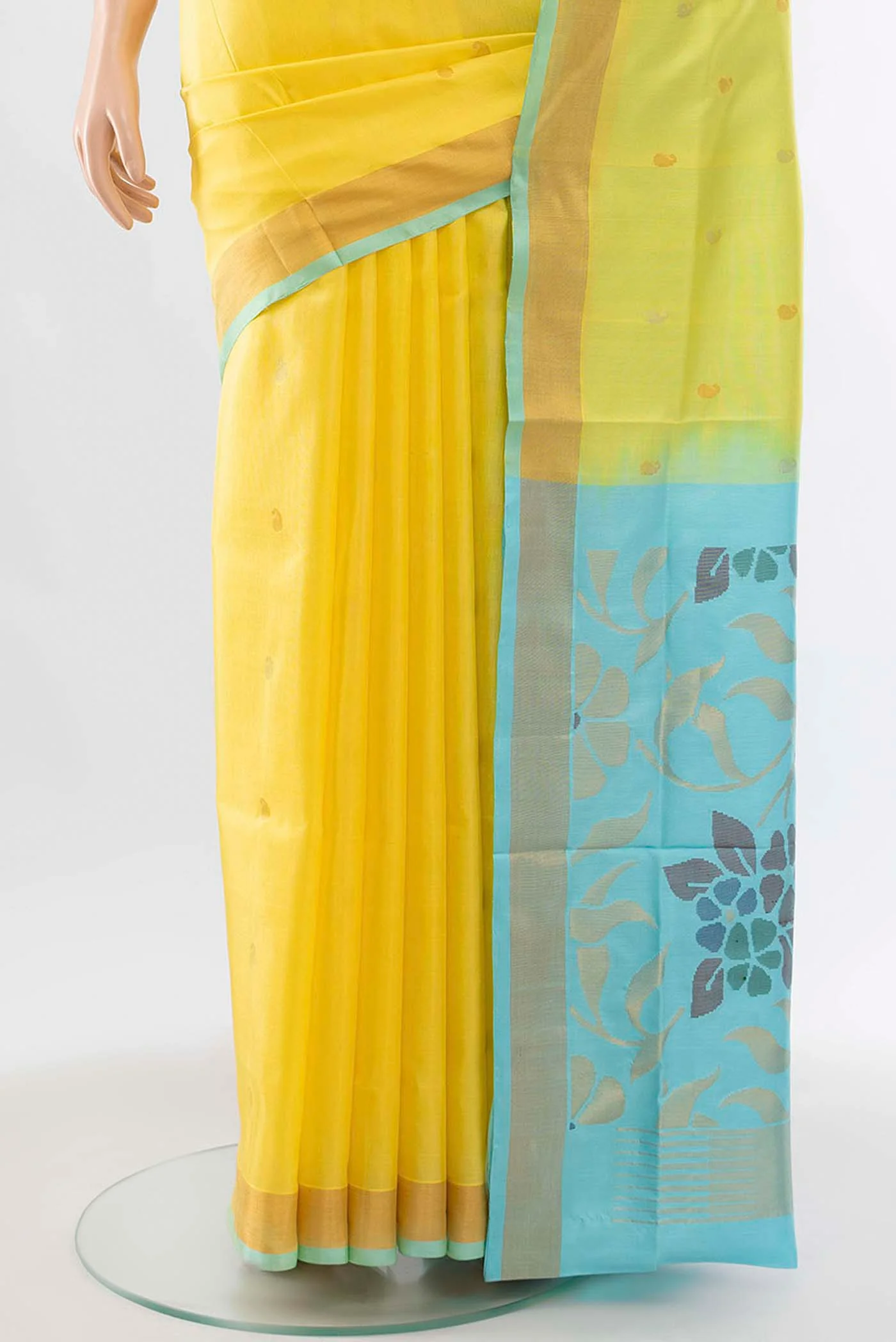 Lemon Yellow Uppada Silk Saree - Image 3