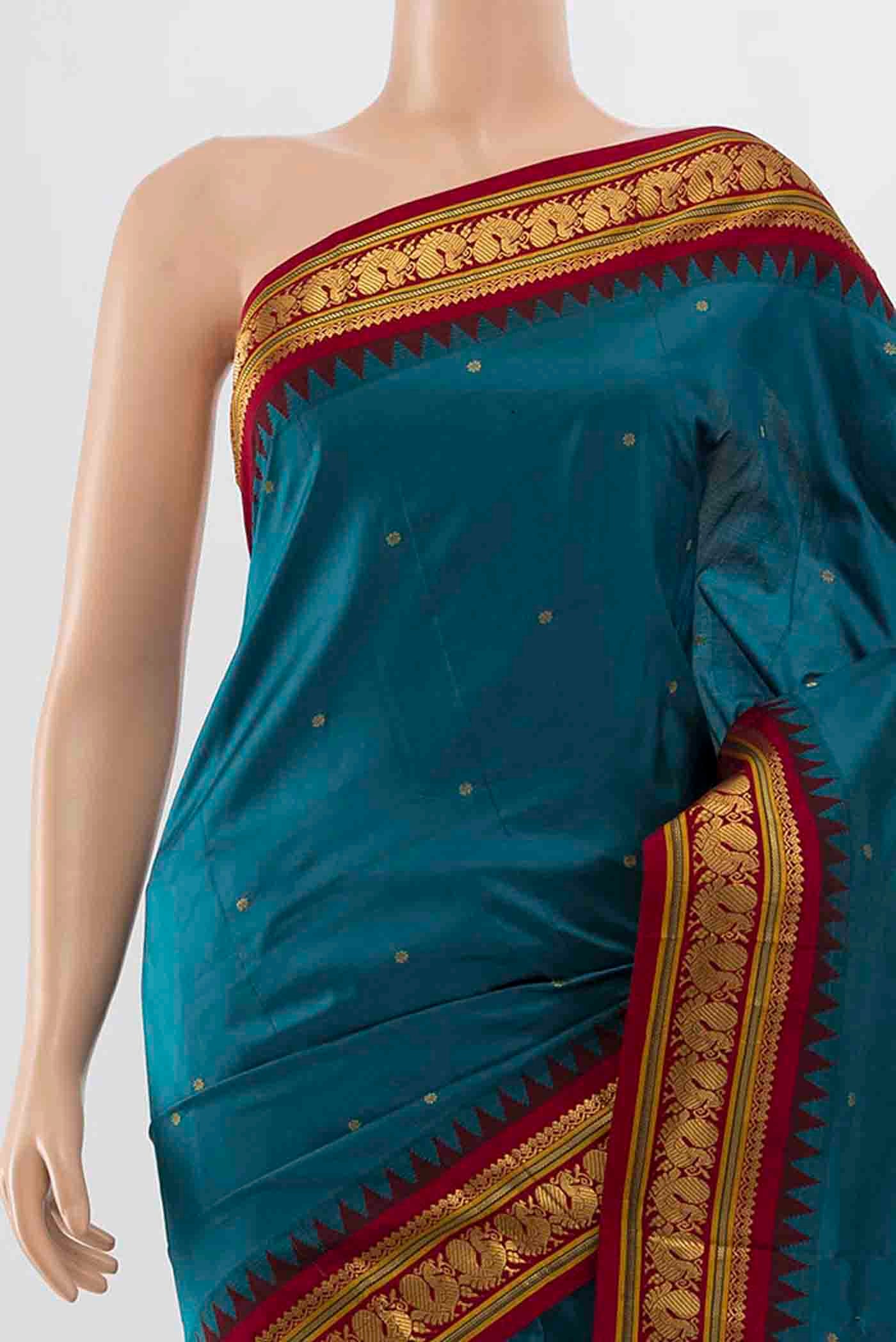 Light Blue Bangalore Silk - kadyal Saree - Image 2