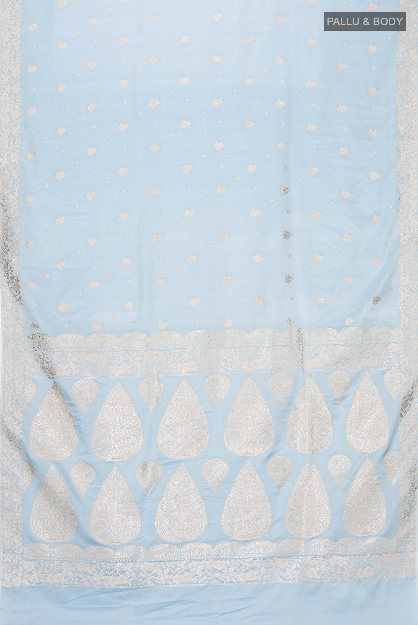 Light Blue Blended Banarasi Silk Saree - Image 3