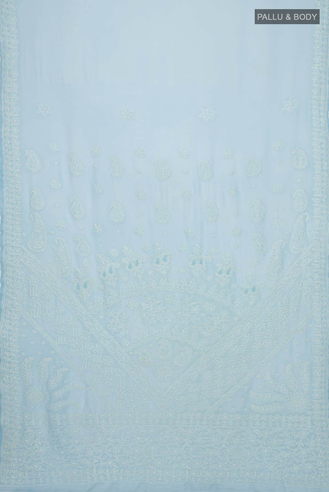 Light Blue Chikankari Georgette Saree - Image 2