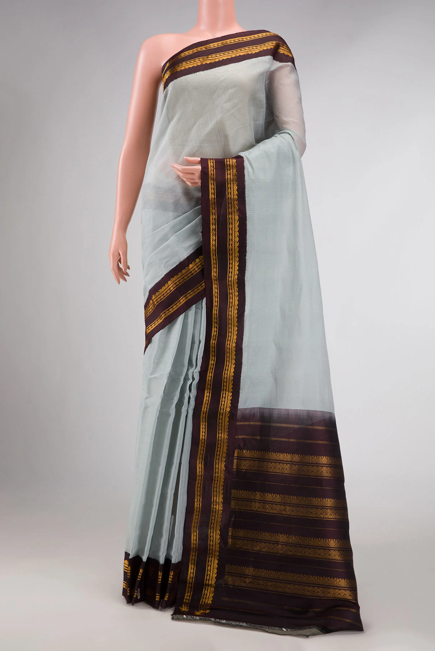 Light Blue Dual Tone Gadwal cotton Saree