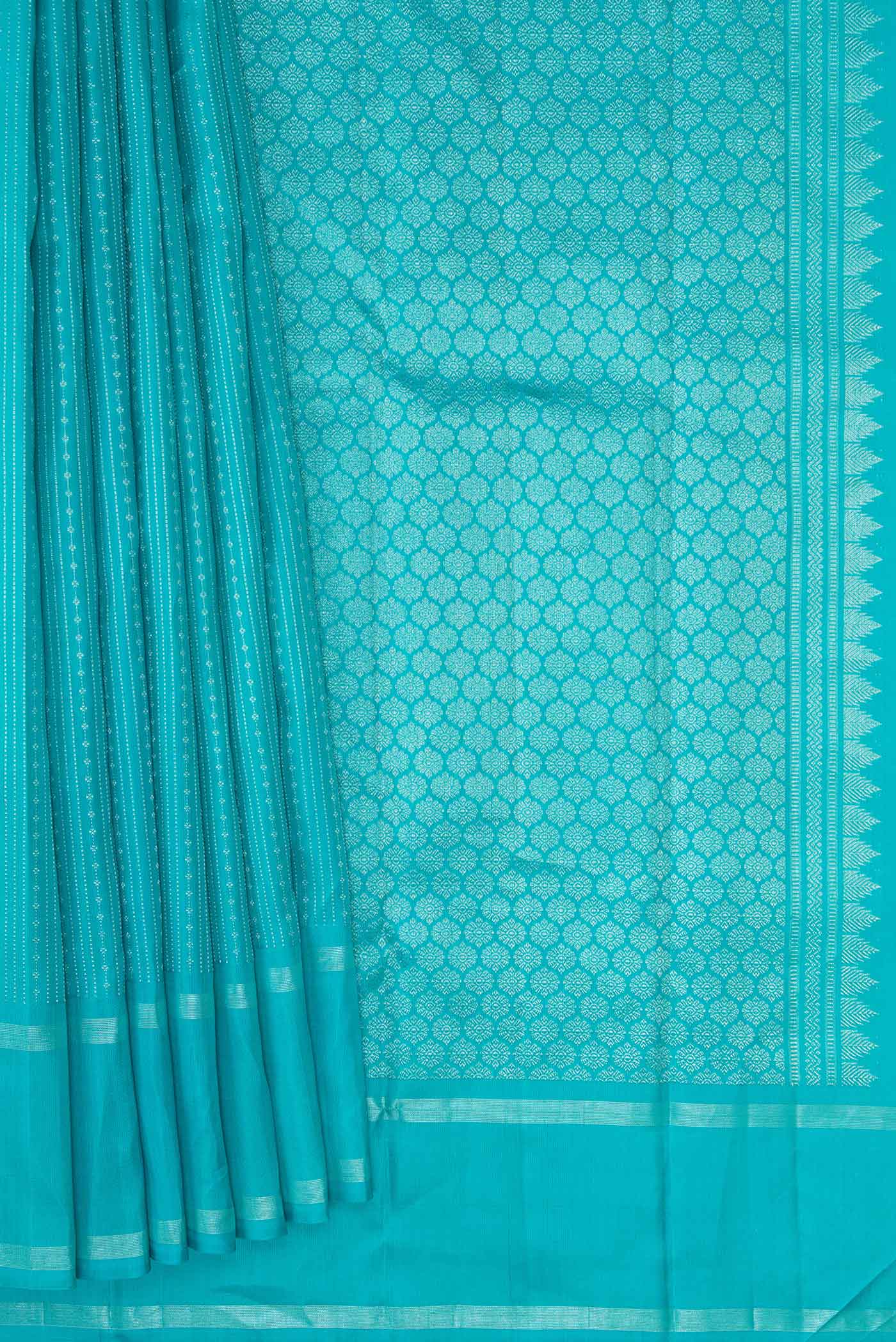 Light Blue Dual Tone Kanchipuram Silk Saree - Image 4