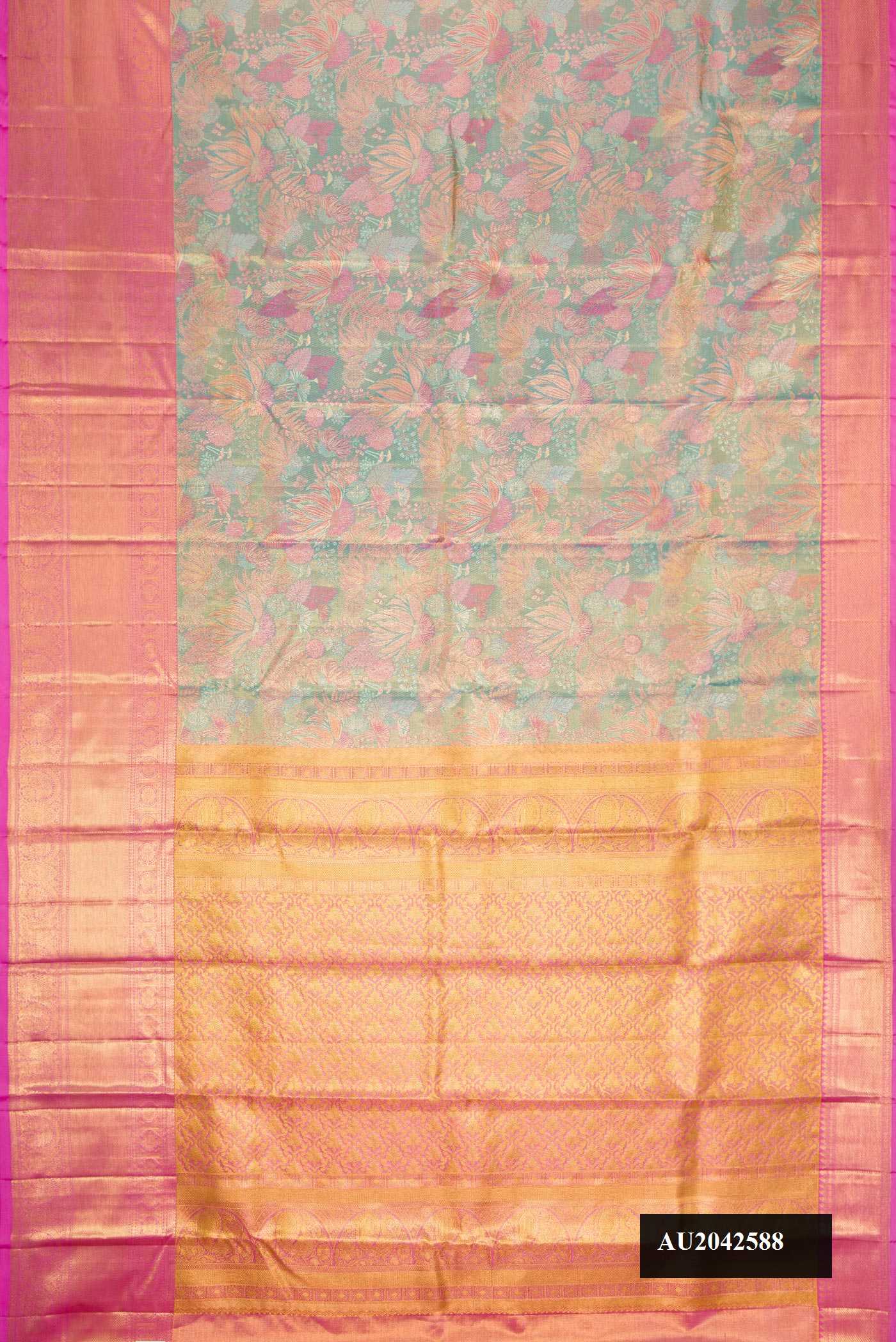 Light Blue Dual Tone Kanchipuram Tissue Silk Saree