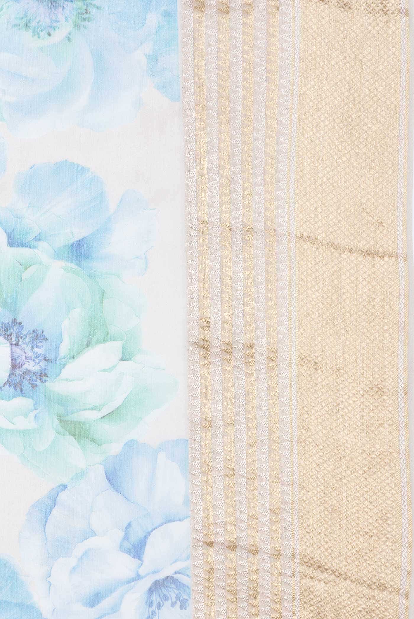 Light Blue Dual Tone Mysore Chiffon Saree - Image 3