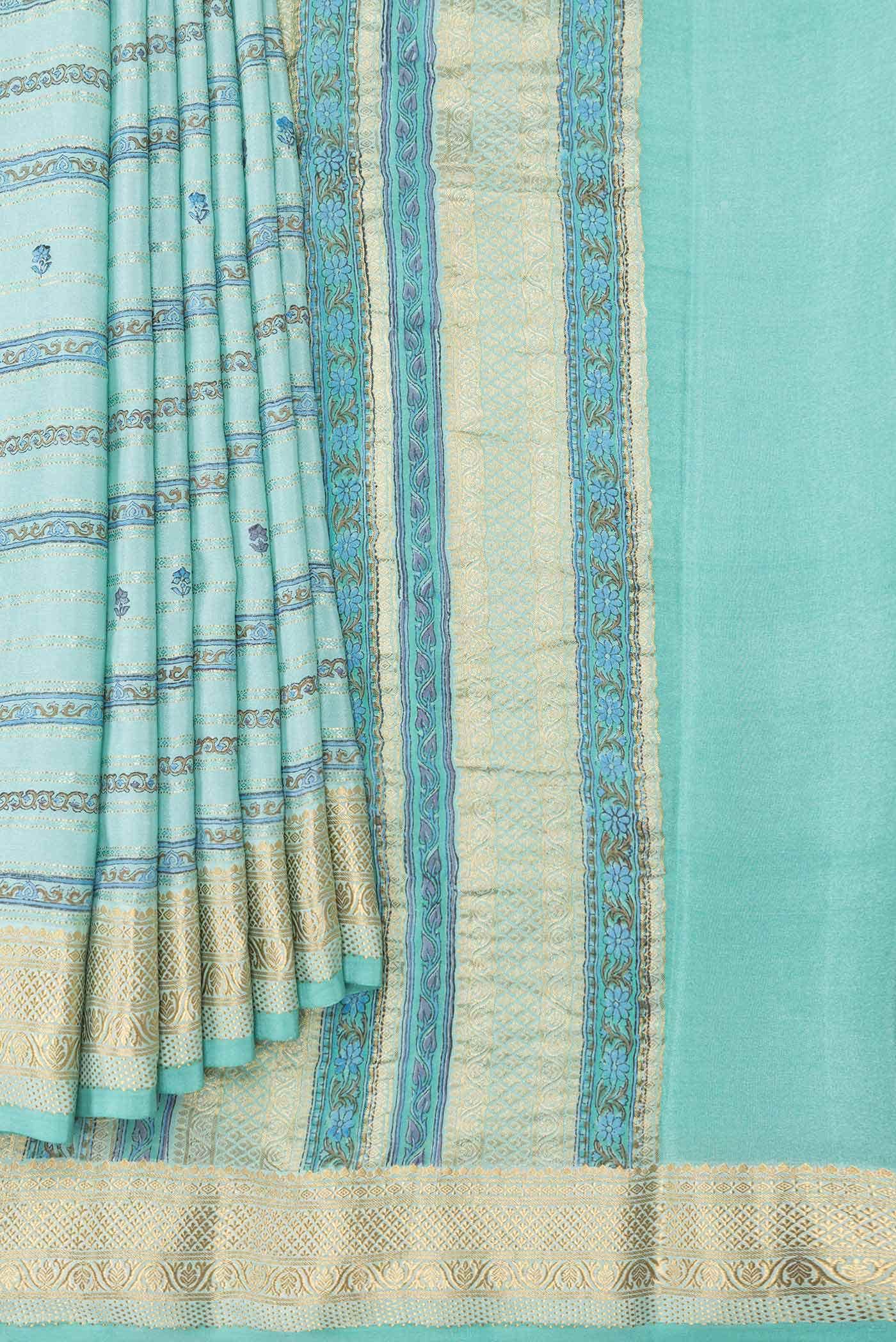 Light Blue Dual Tone Mysore Georgette Saree - Image 2