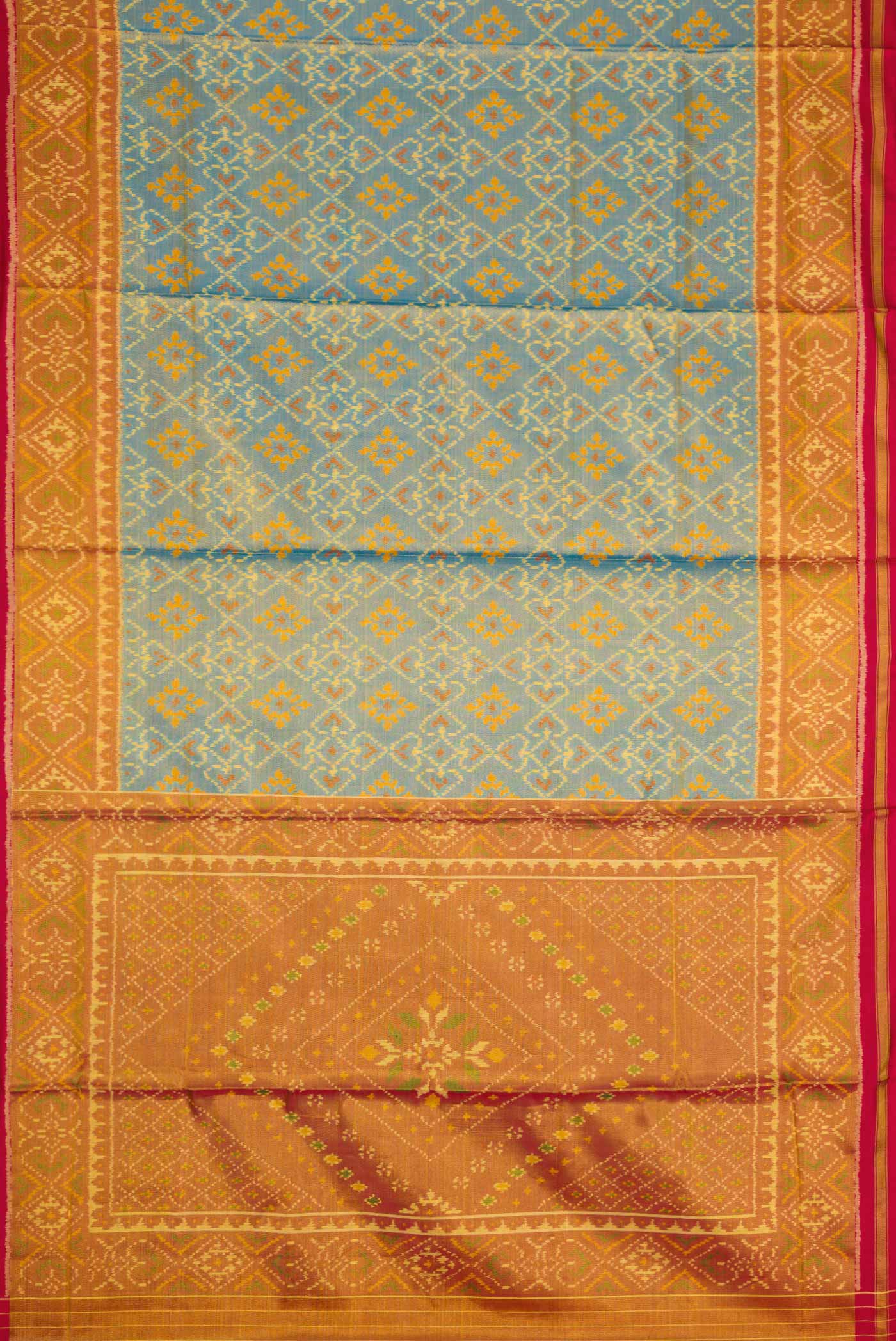 Light Blue Dual Tone Rajkot Patola Silk Saree - Image 6