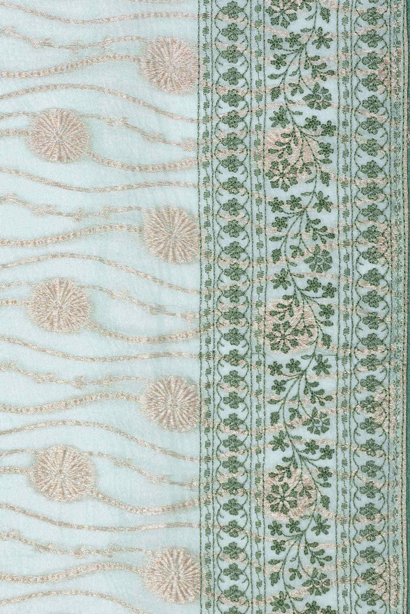 Light Blue Dual Tone Tissue Silk Saree - Image 5