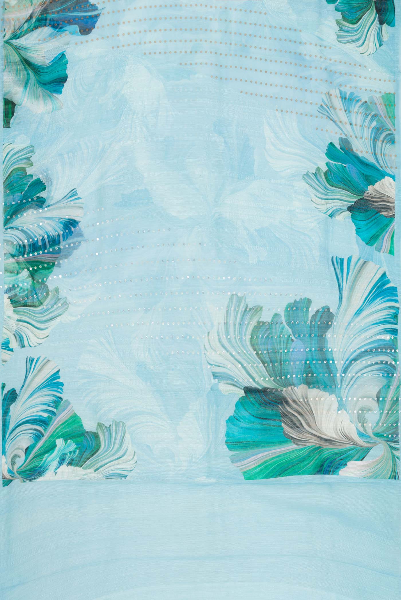 Light Blue Dual Tone Tussar Silk Saree - Image 5