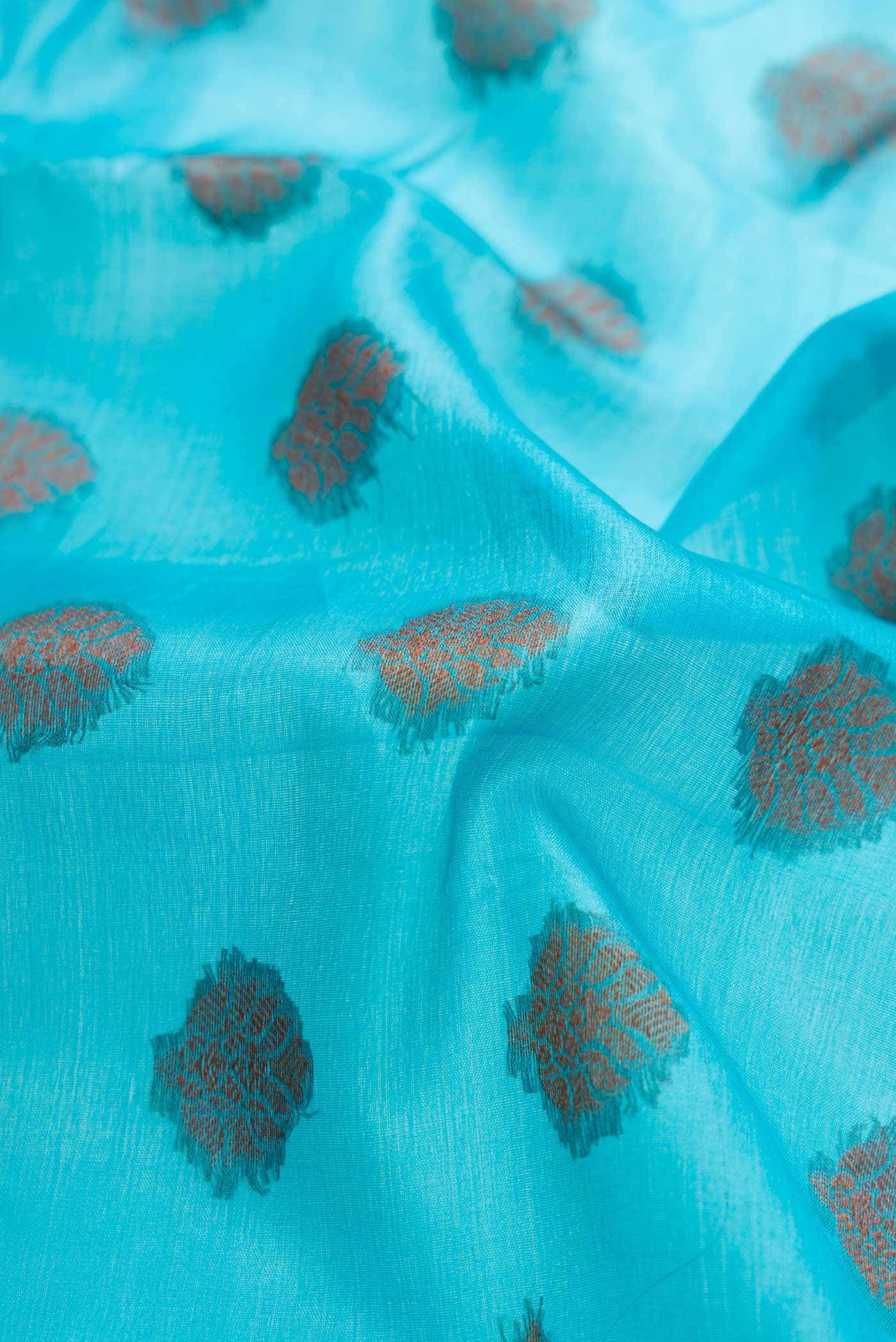 Light Blue Dual Tone Tussar Silk Saree - Image 2