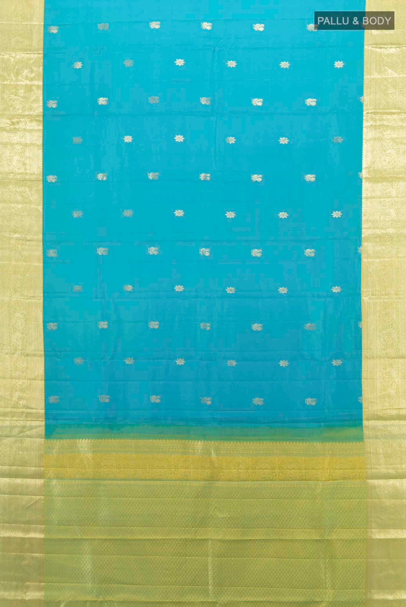 Light Blue Kanchipuram Silk Saree - Image 5
