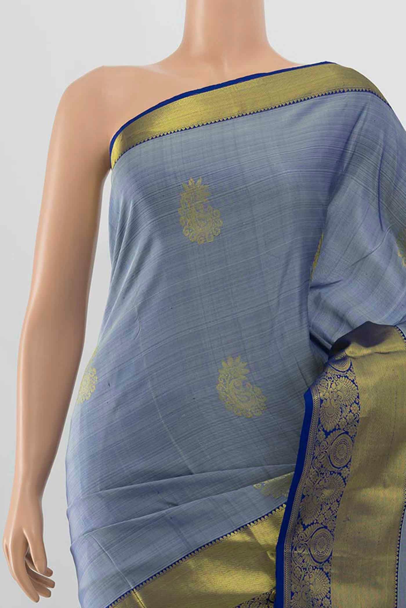 Light Blue Kanchipuram Silk Saree - Image 2