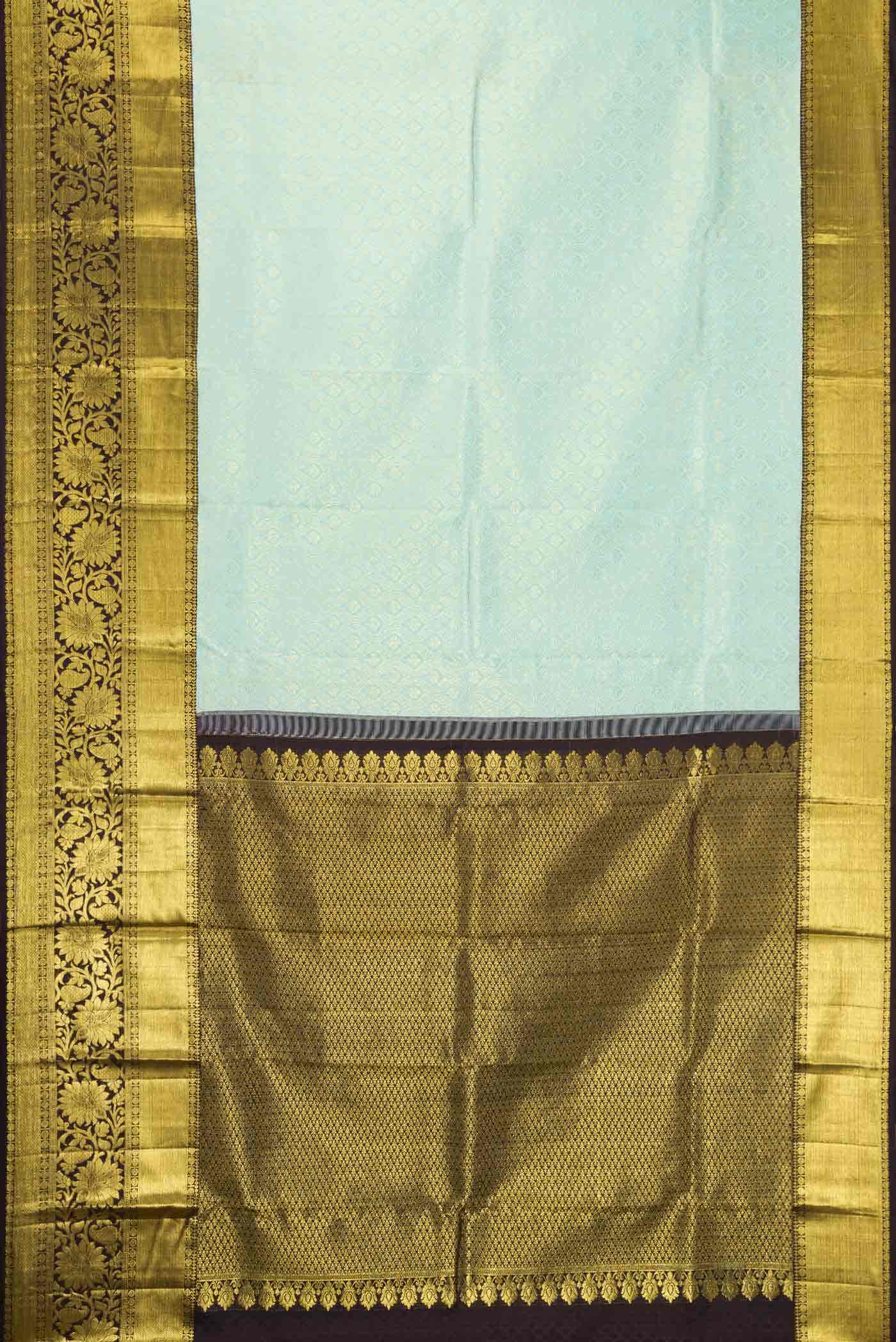 Light Blue Kanchipuram Silk Saree - Image 7
