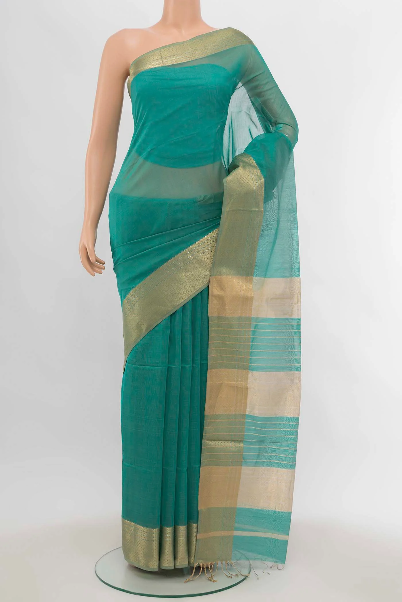 Light Blue Maheshwari Silk Cotton Saree