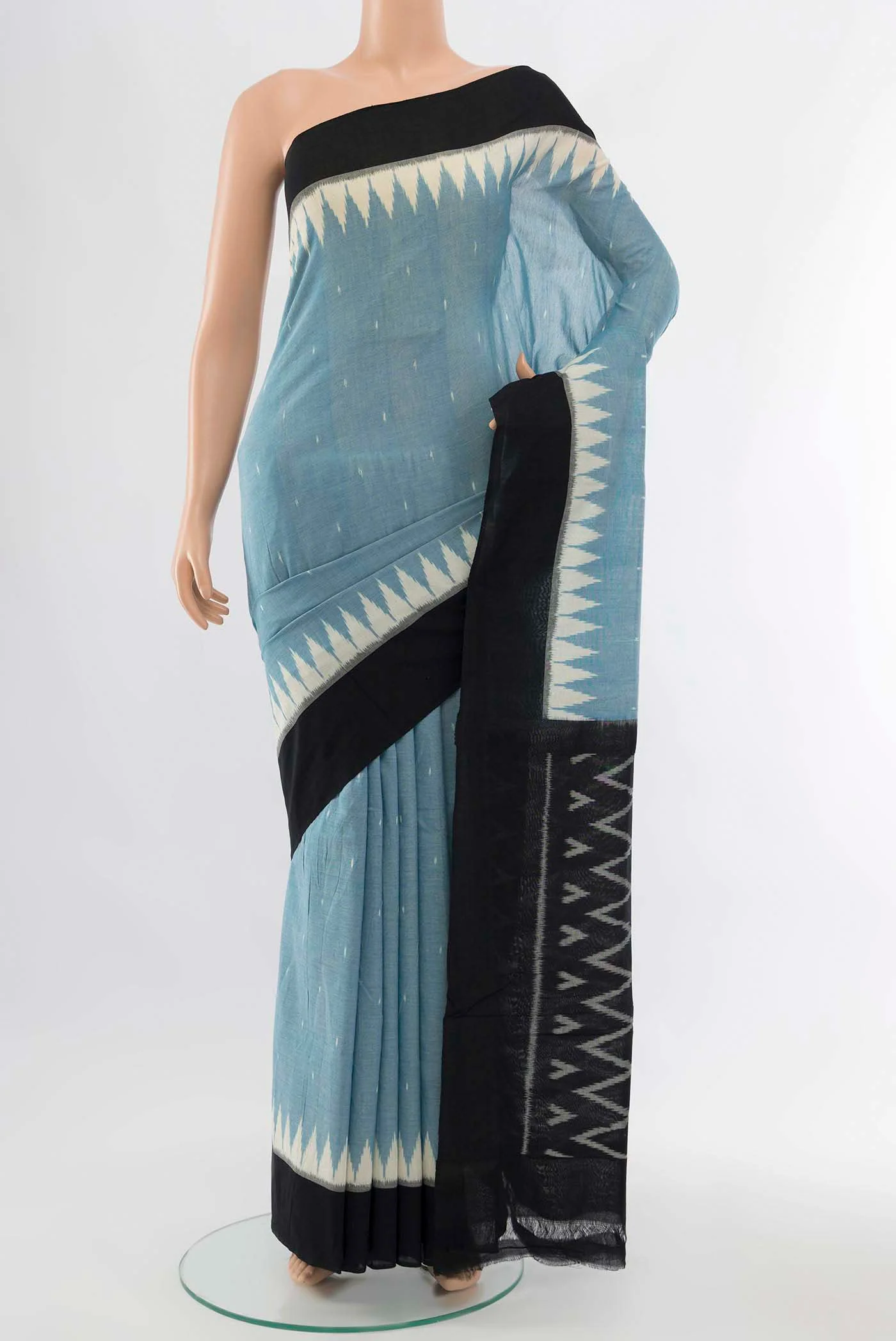 Light Blue Pochampally Cotton Saree