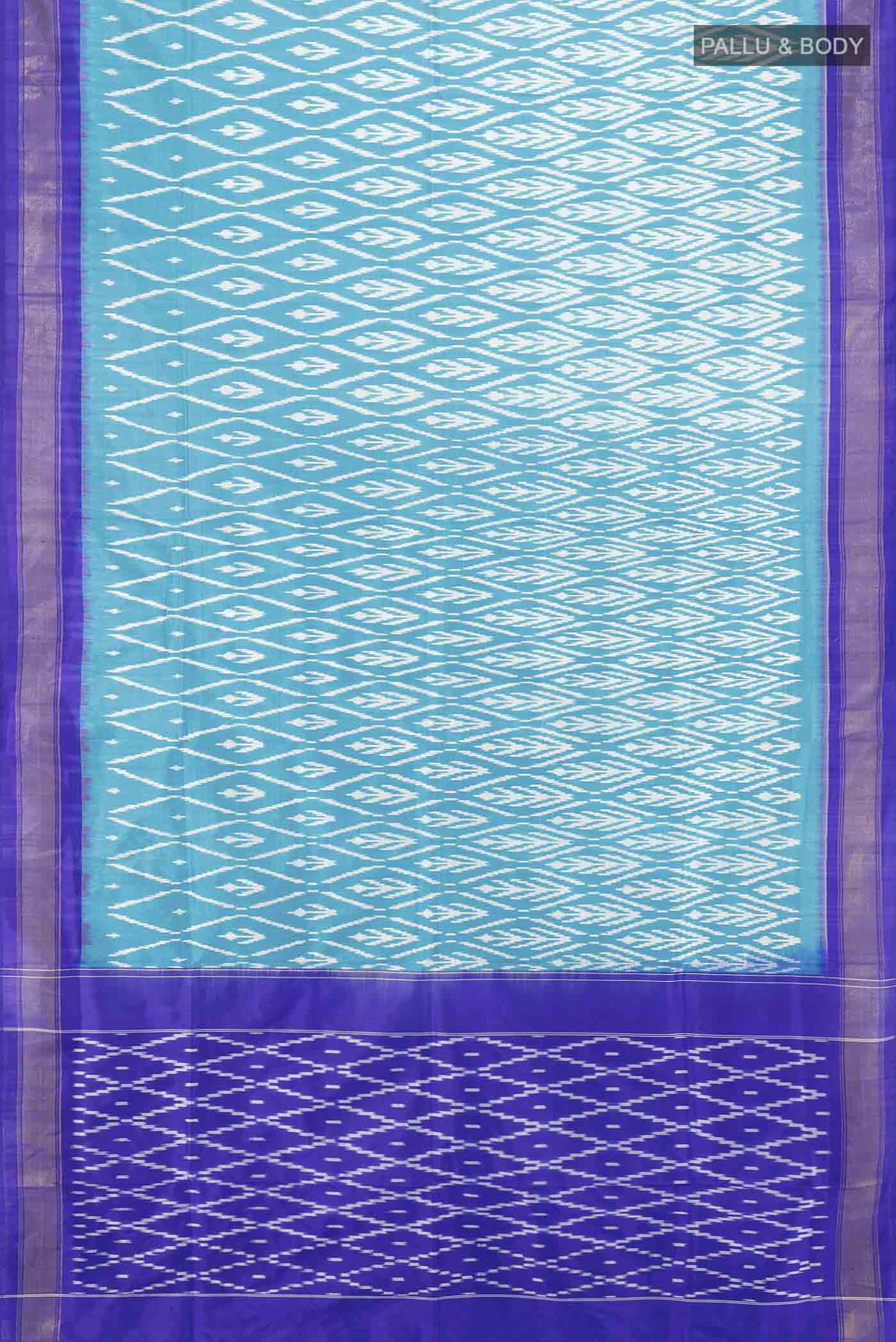 Light Blue Pochampally Silk Saree - Image 5