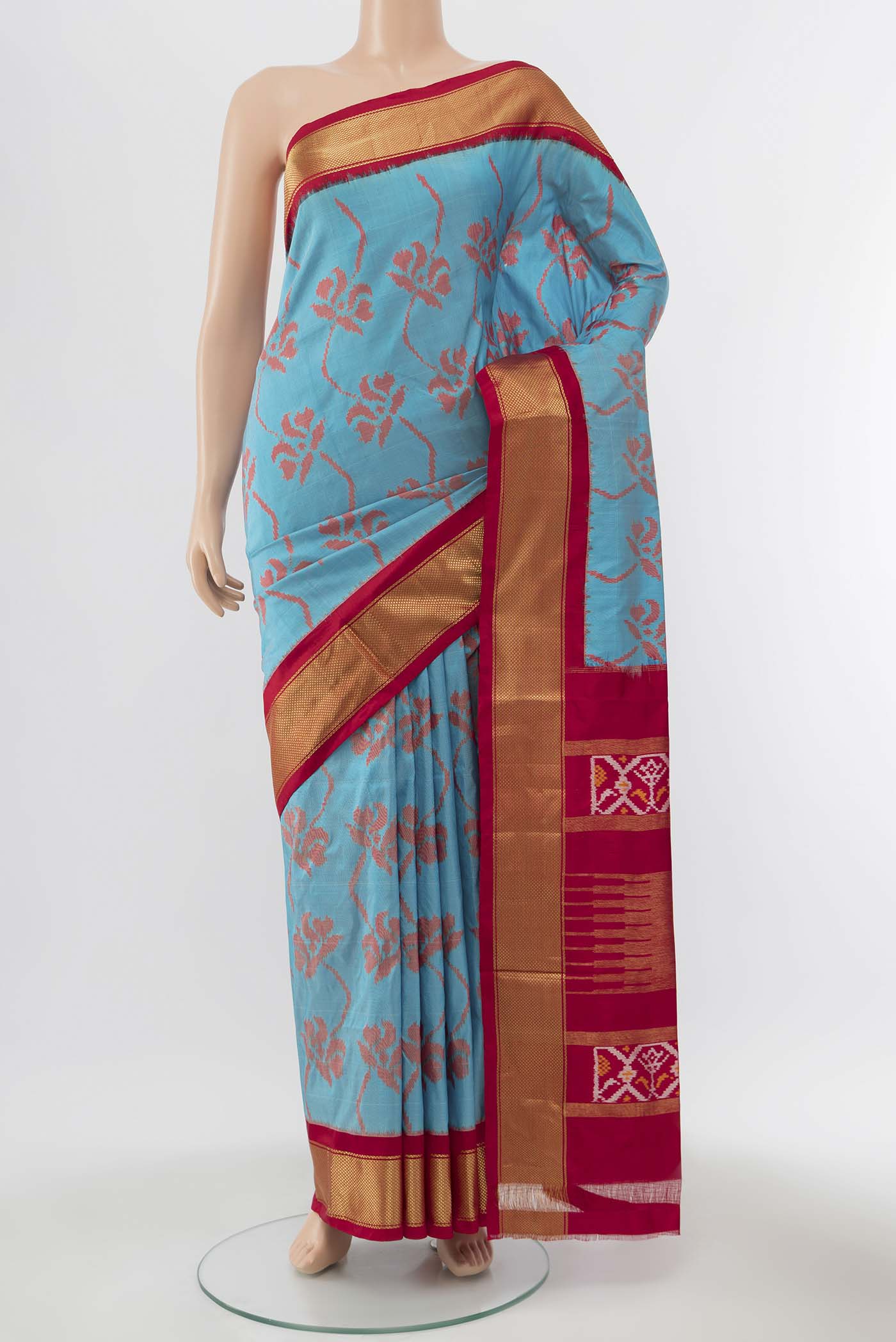 Light Blue Pochampally Silk Saree