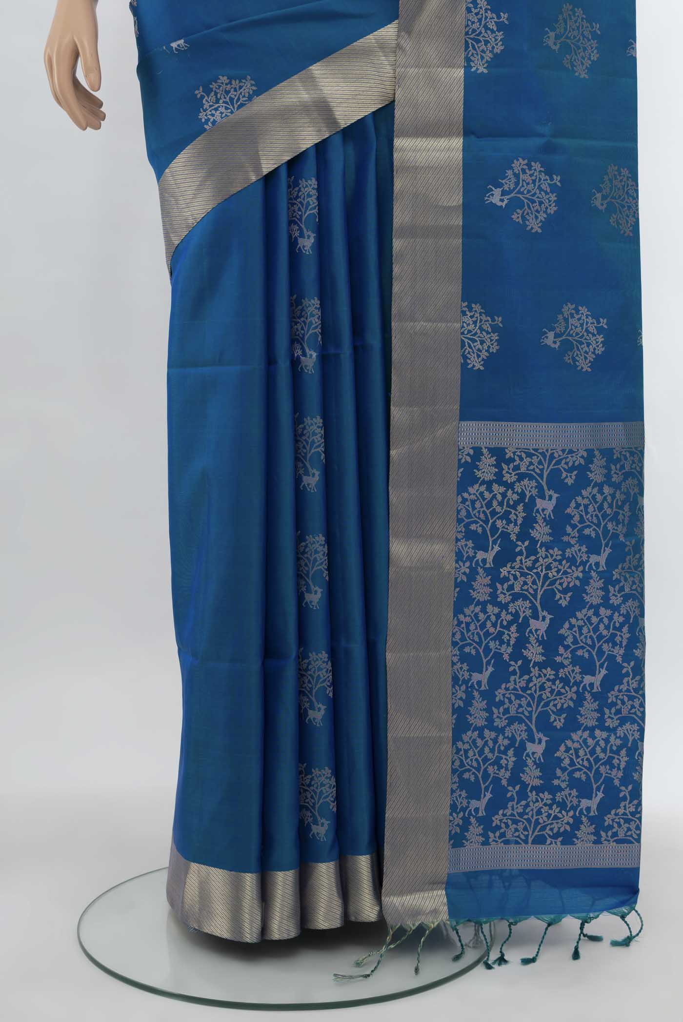 Blue Soft Silk Saree - Image 3