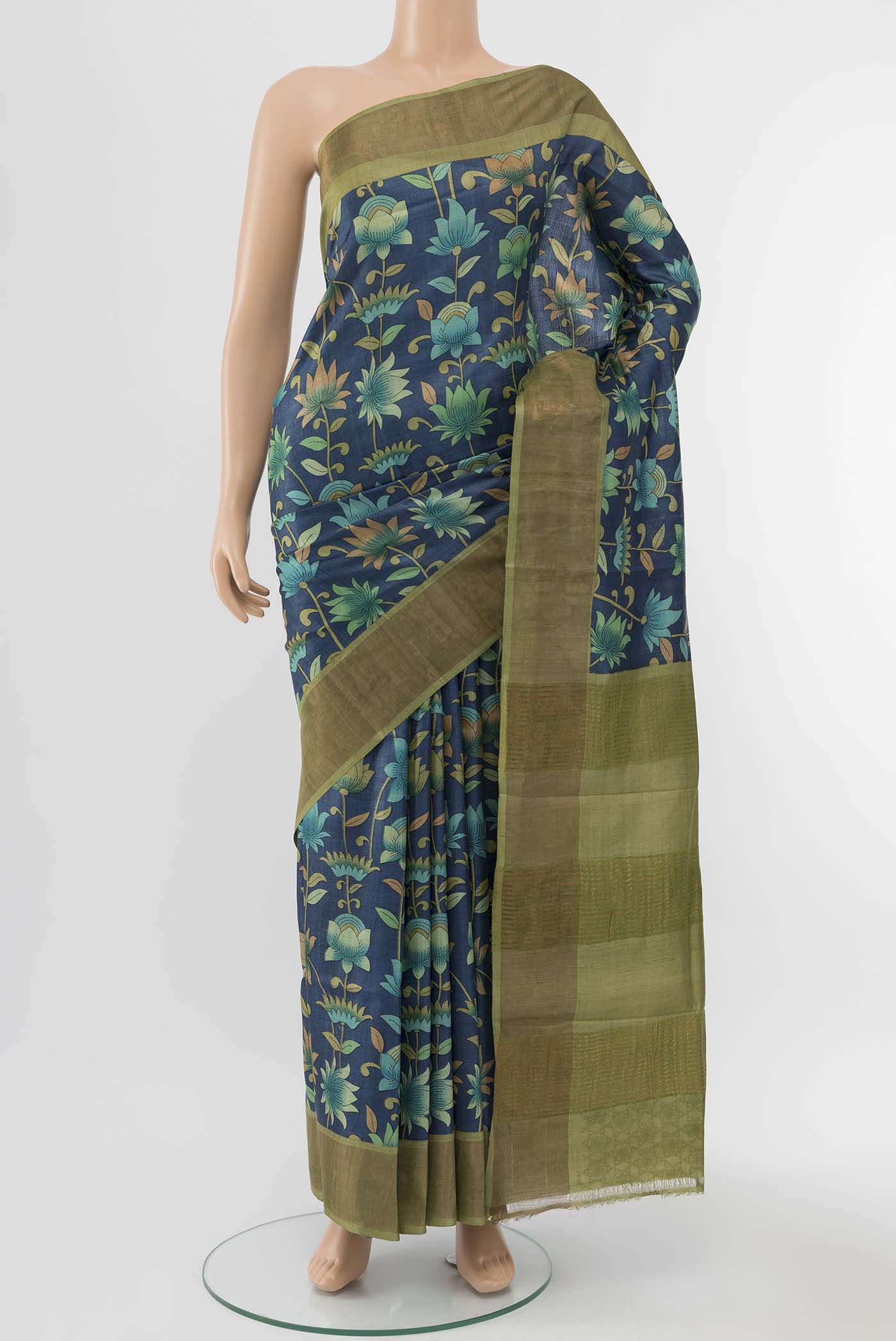 Light Blue Tussar Silk Saree