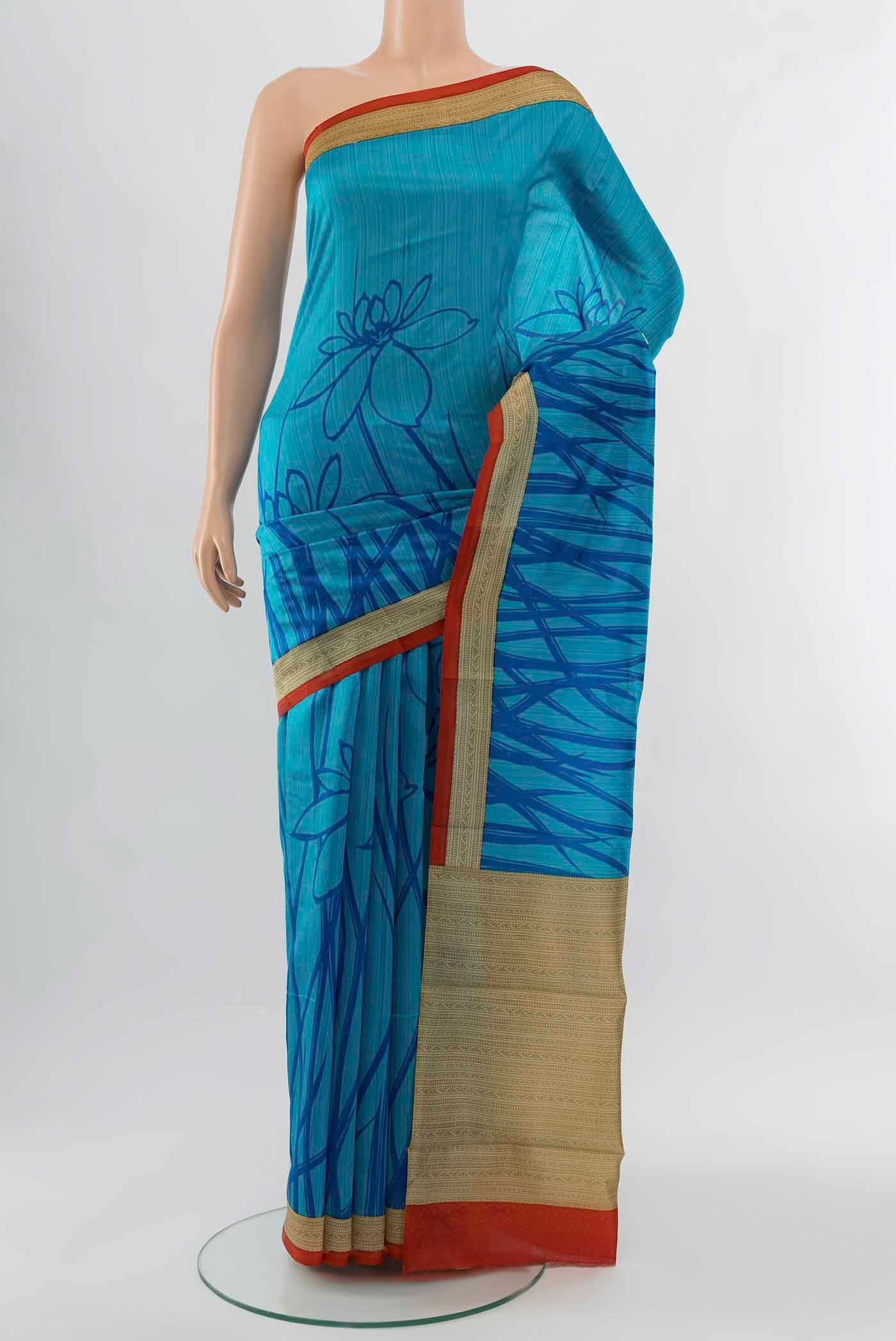 Light Blue Tussar Silk Saree