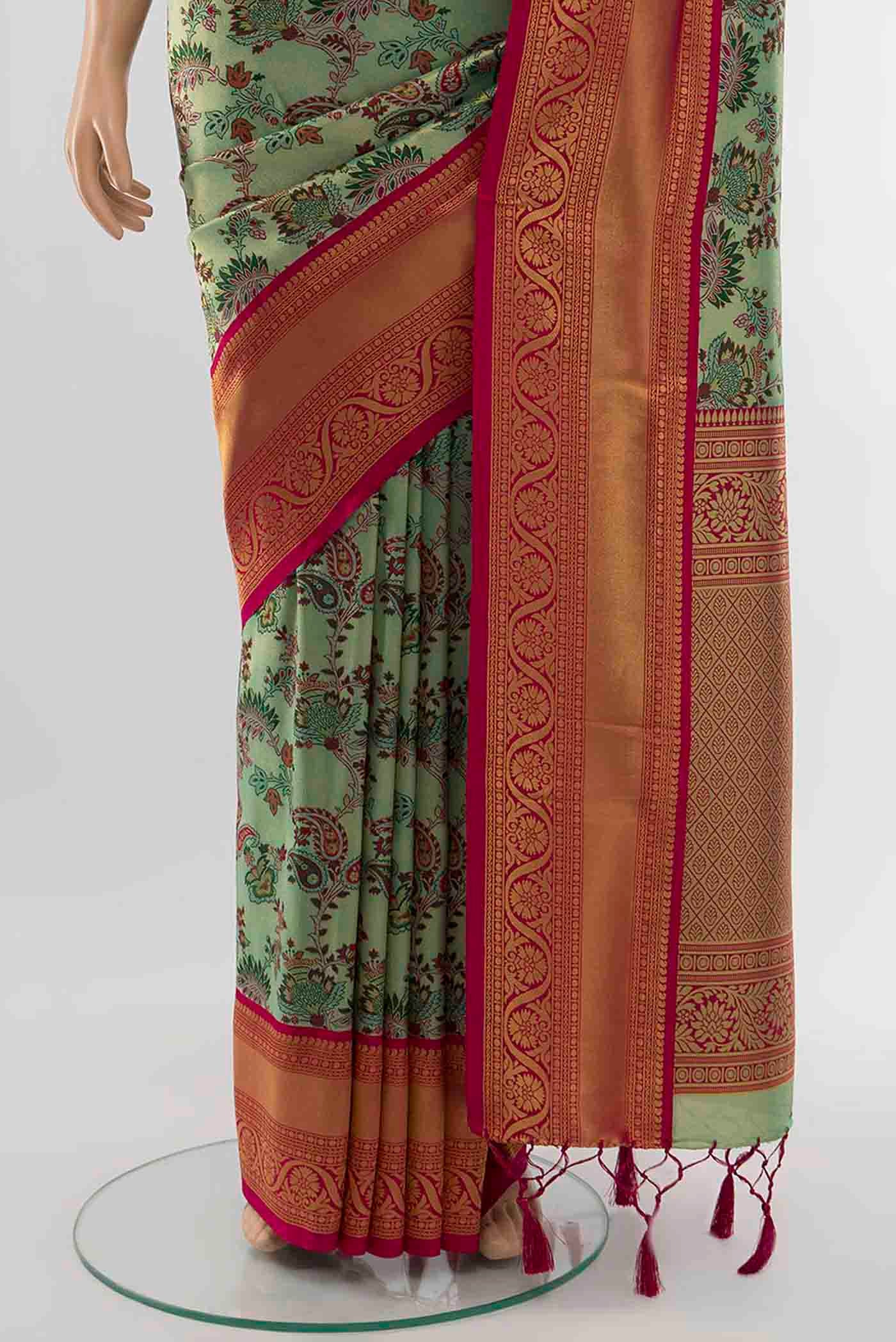 Light Green Blended Art Silk Saree - Image 3