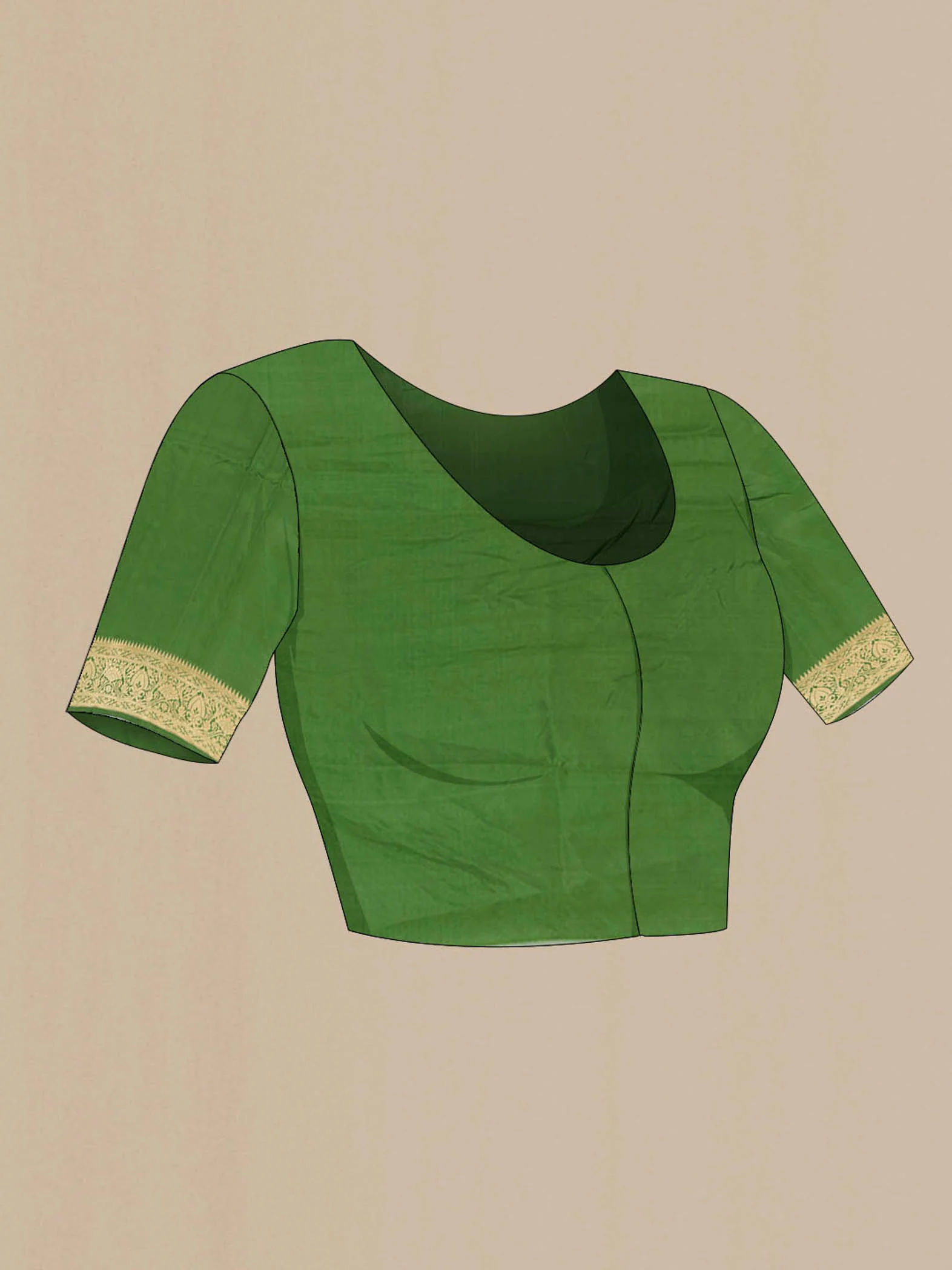 Green Banarasi Katan Silk Saree - Image 4