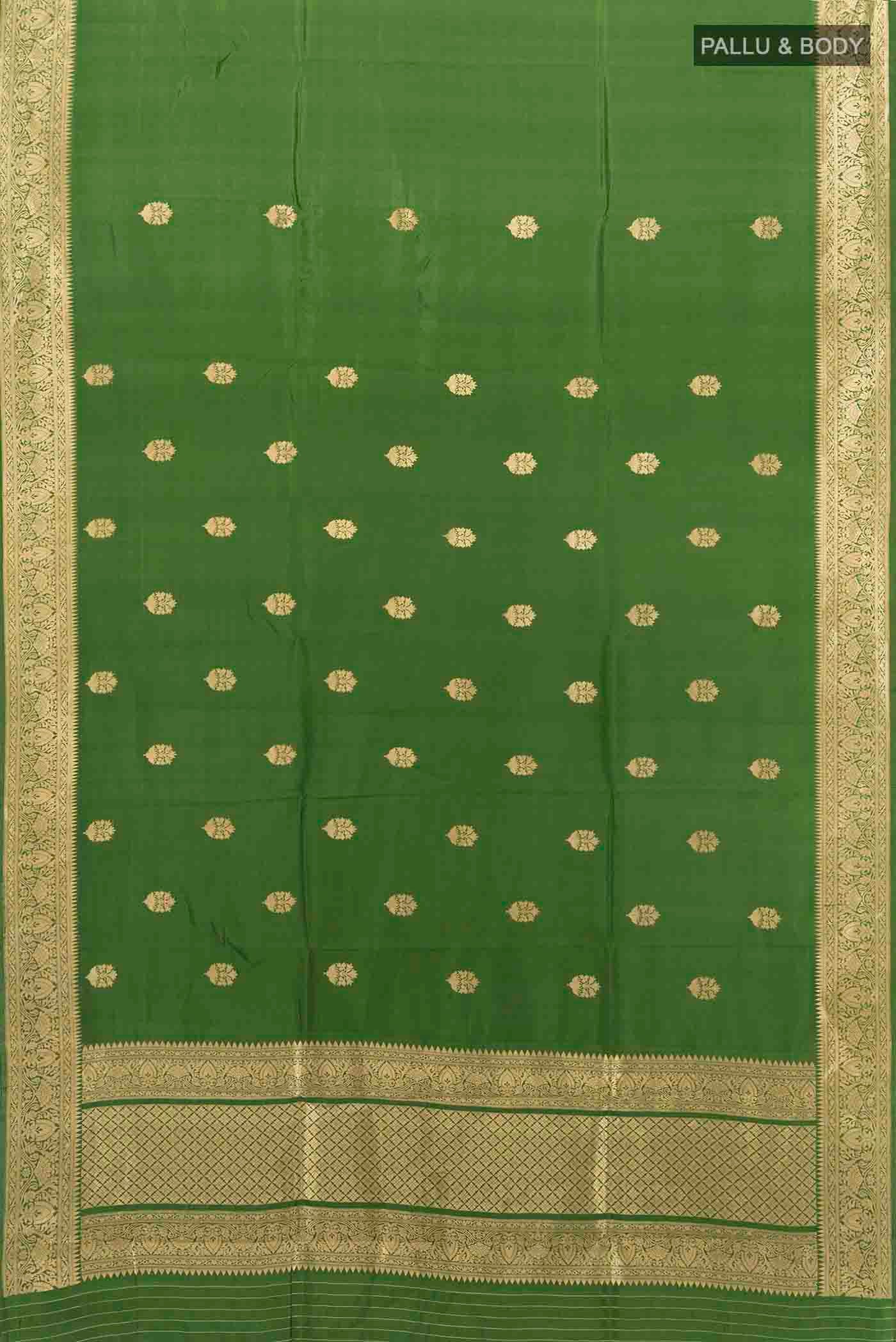 Green Banarasi Katan Silk Saree - Image 5