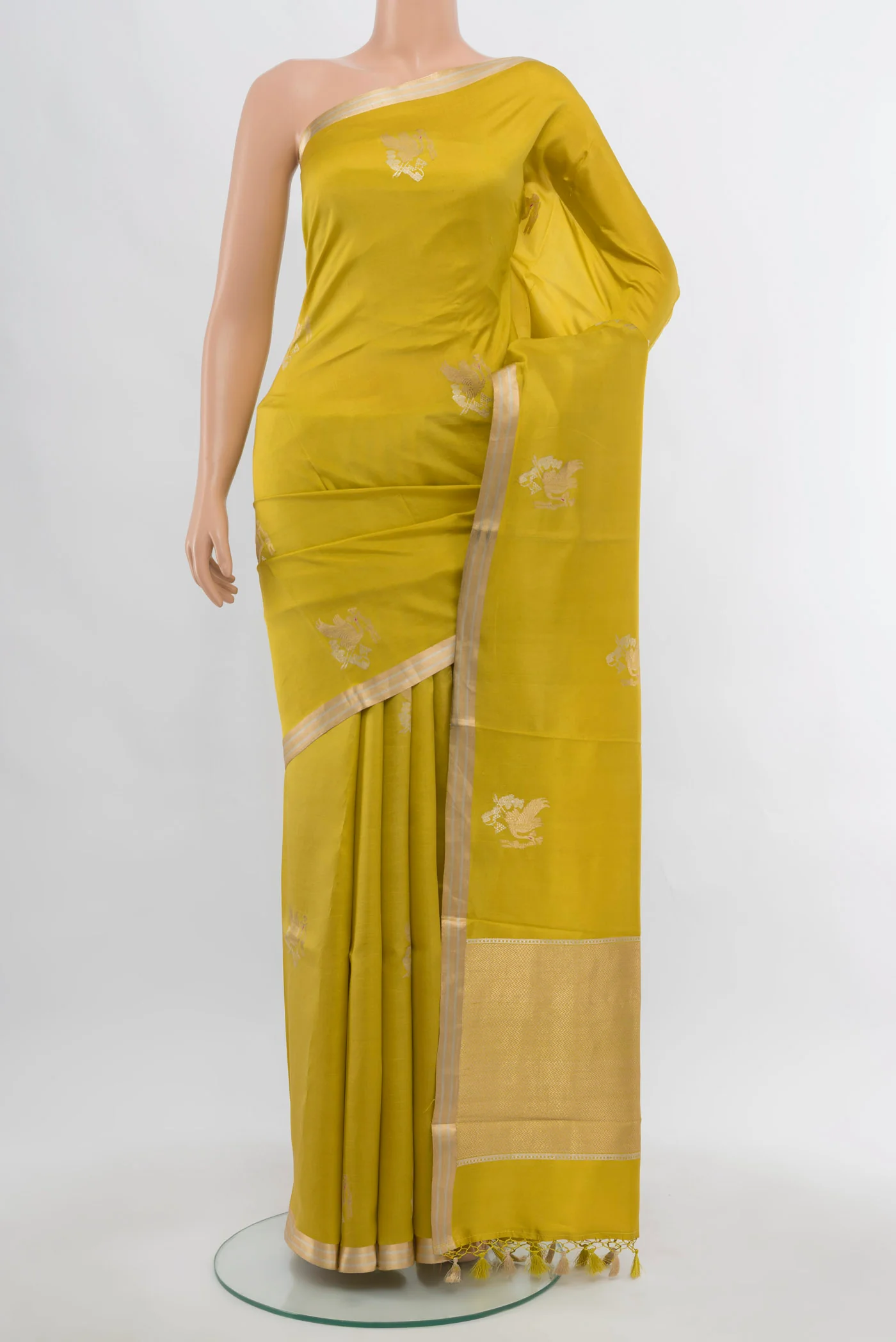 Mustard Banarasi Silk Saree
