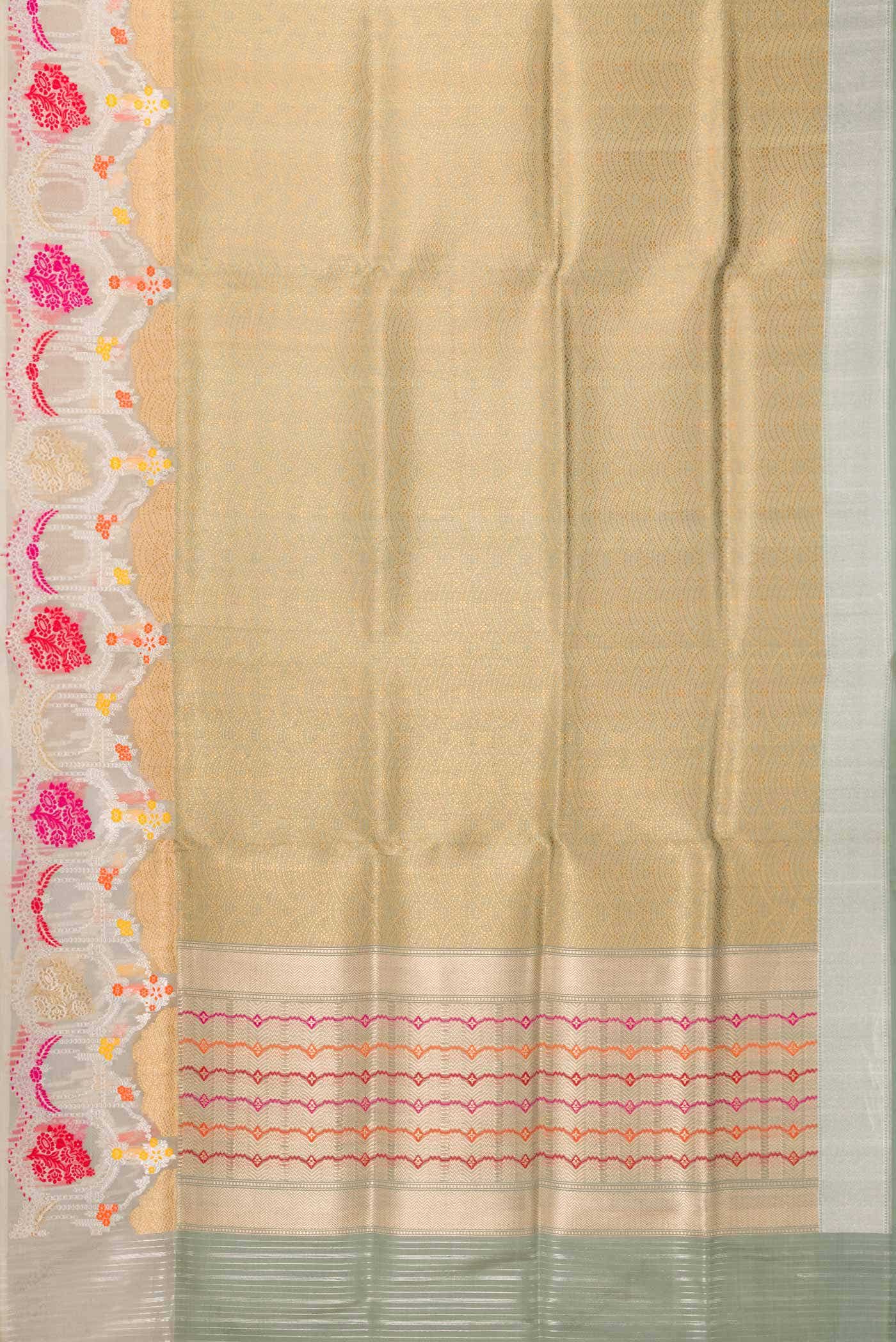 Pure Silk Pure Zari Light Green Banarasi Saree - Image 4