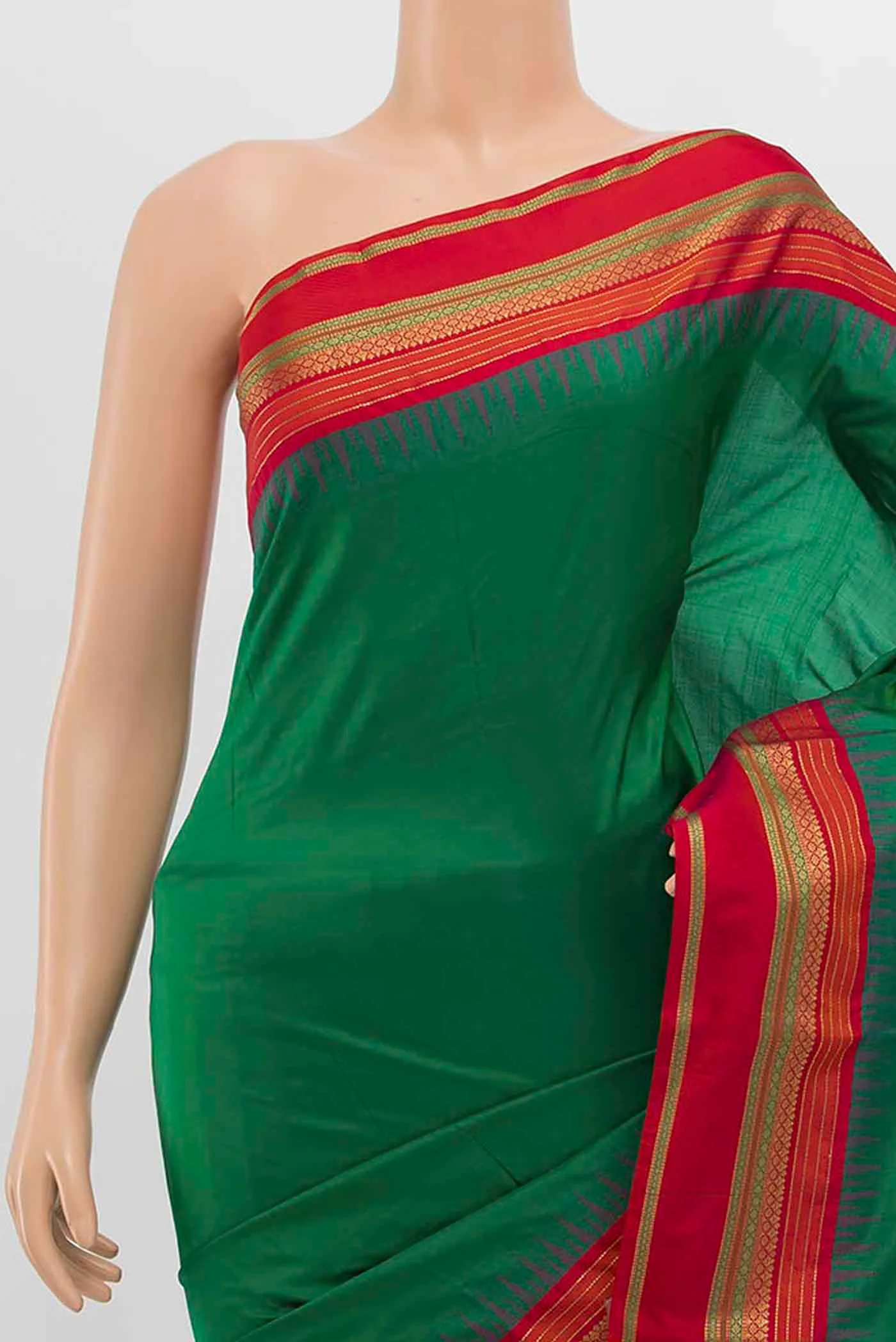 Green Bangalore Silk - kadyal Saree - Image 2