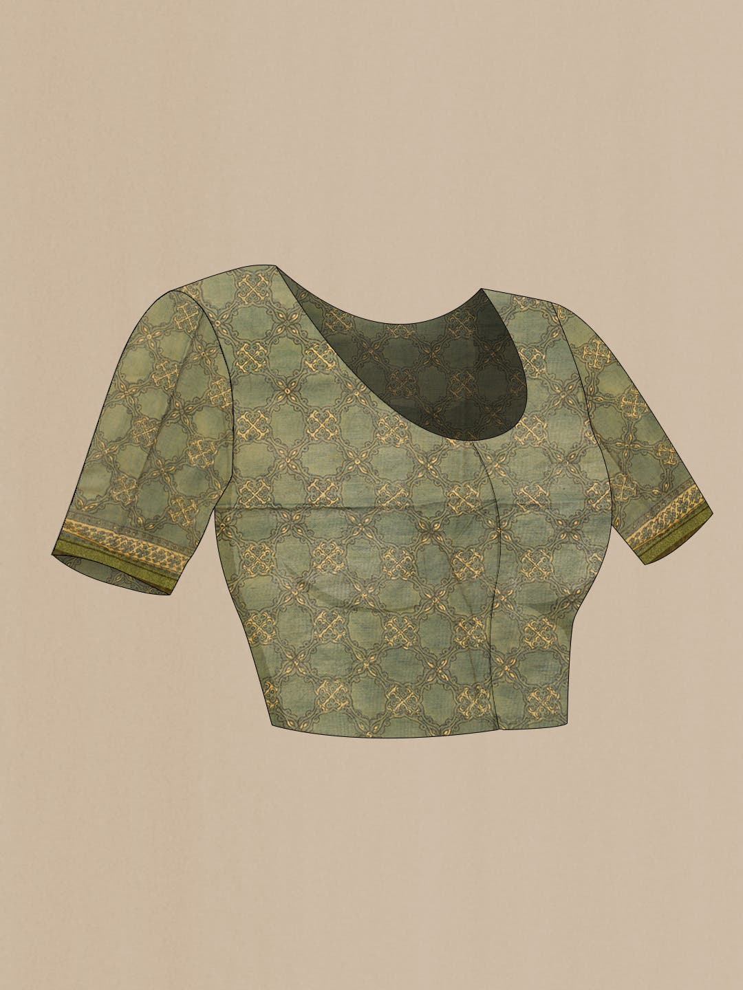 Light Green Chanderi Silk Saree - Image 4