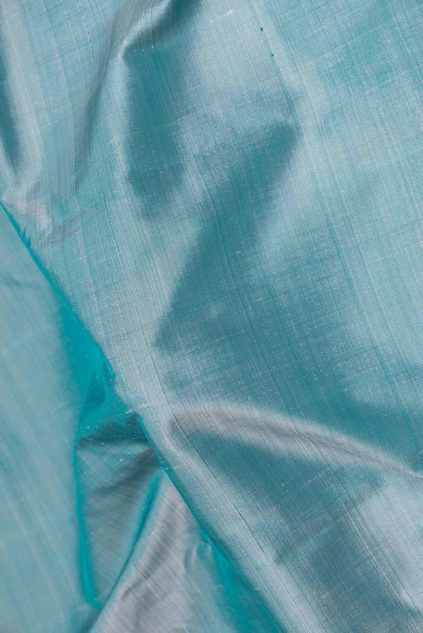 Pure Silk Pure Zari Light Blue Kanjivaram Saree - Image 2