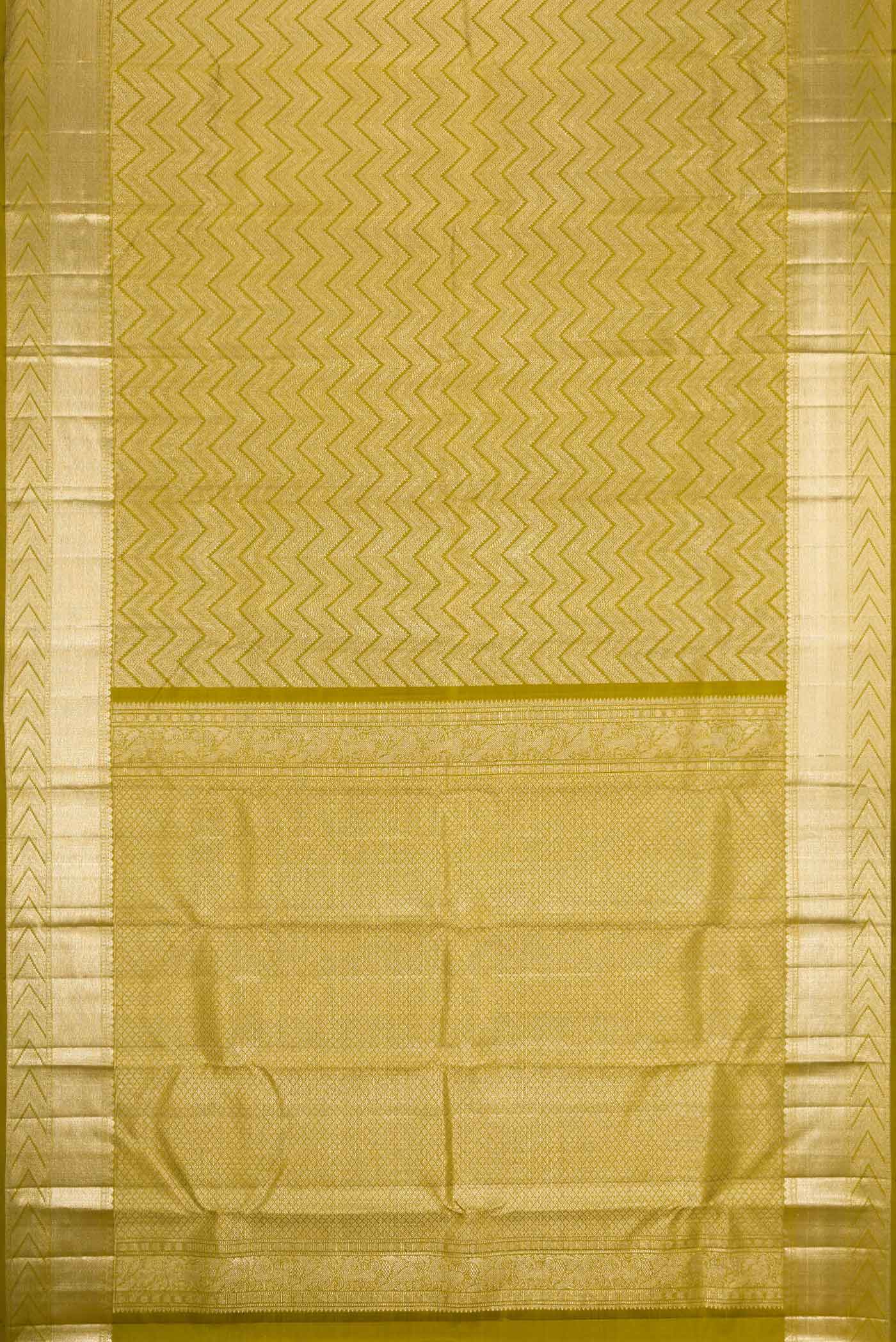Light Green Dual Tone Kanchipuram Silk Saree - Image 6